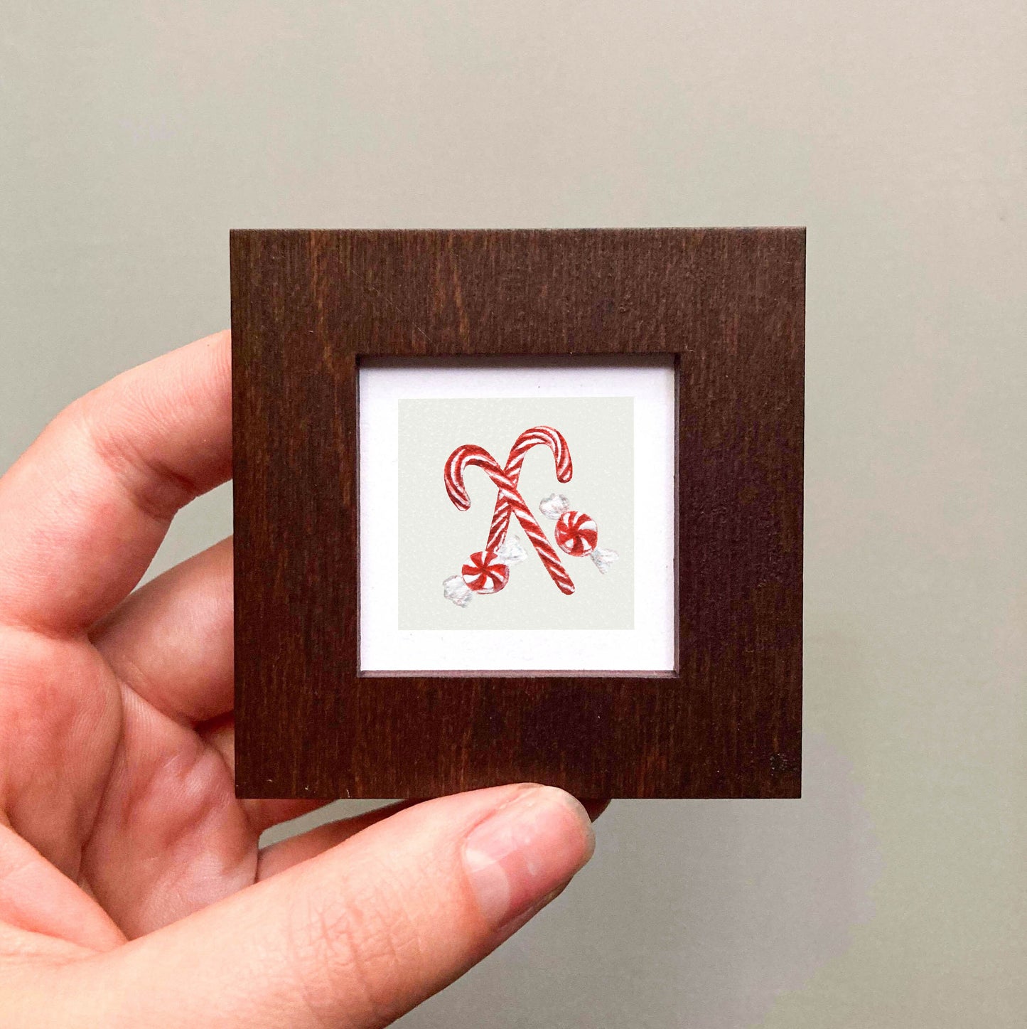 Mini 1" Candy Cane Watercolor Print