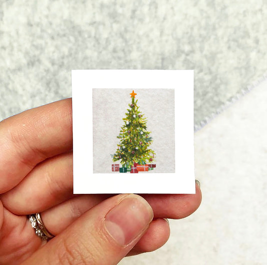 Mini 1" Christmas Tree Watercolor Print
