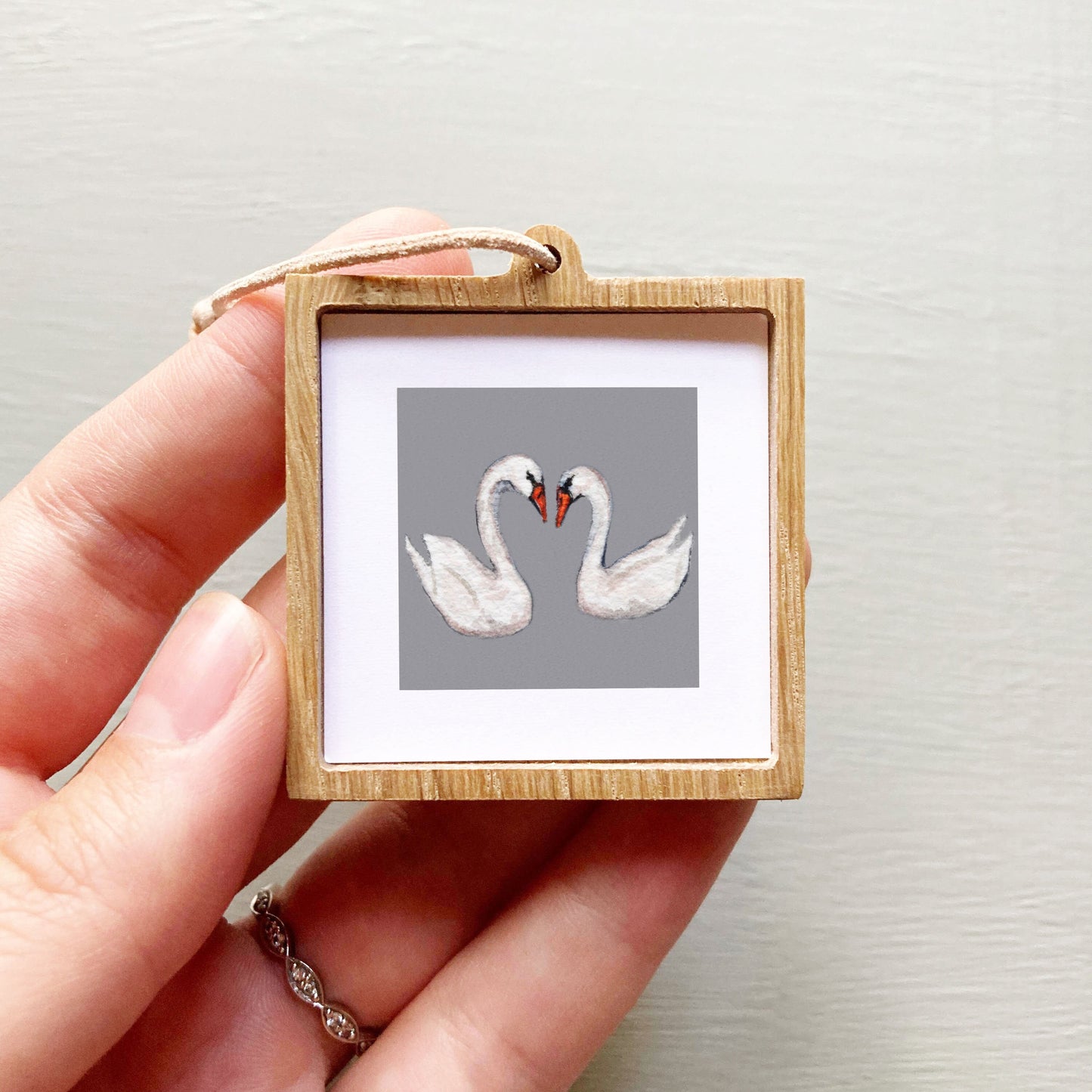 Mini 1" Swans Heart Watercolor Print
