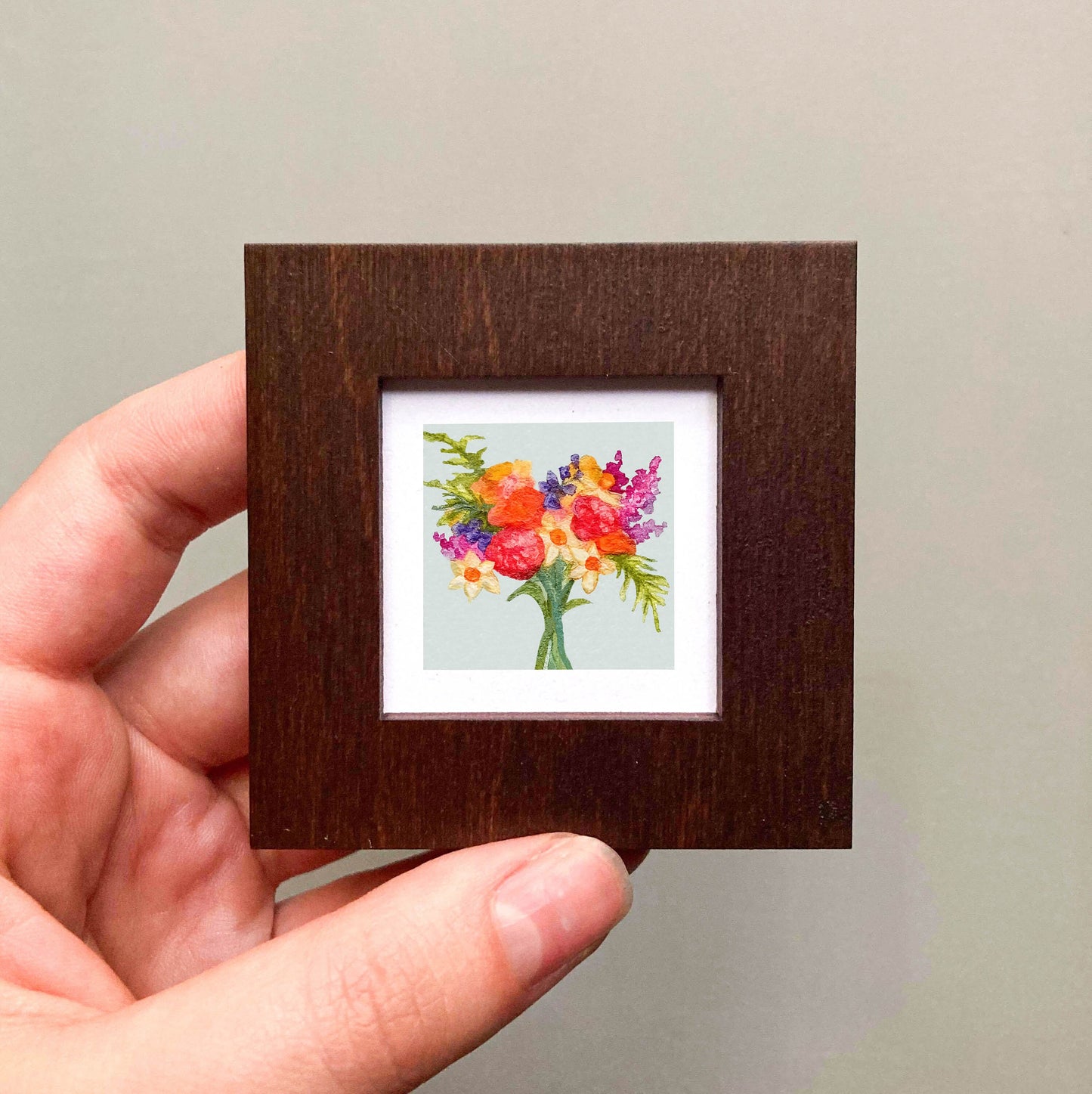 Mini 1" Spring Flower Bouquet Watercolor Print