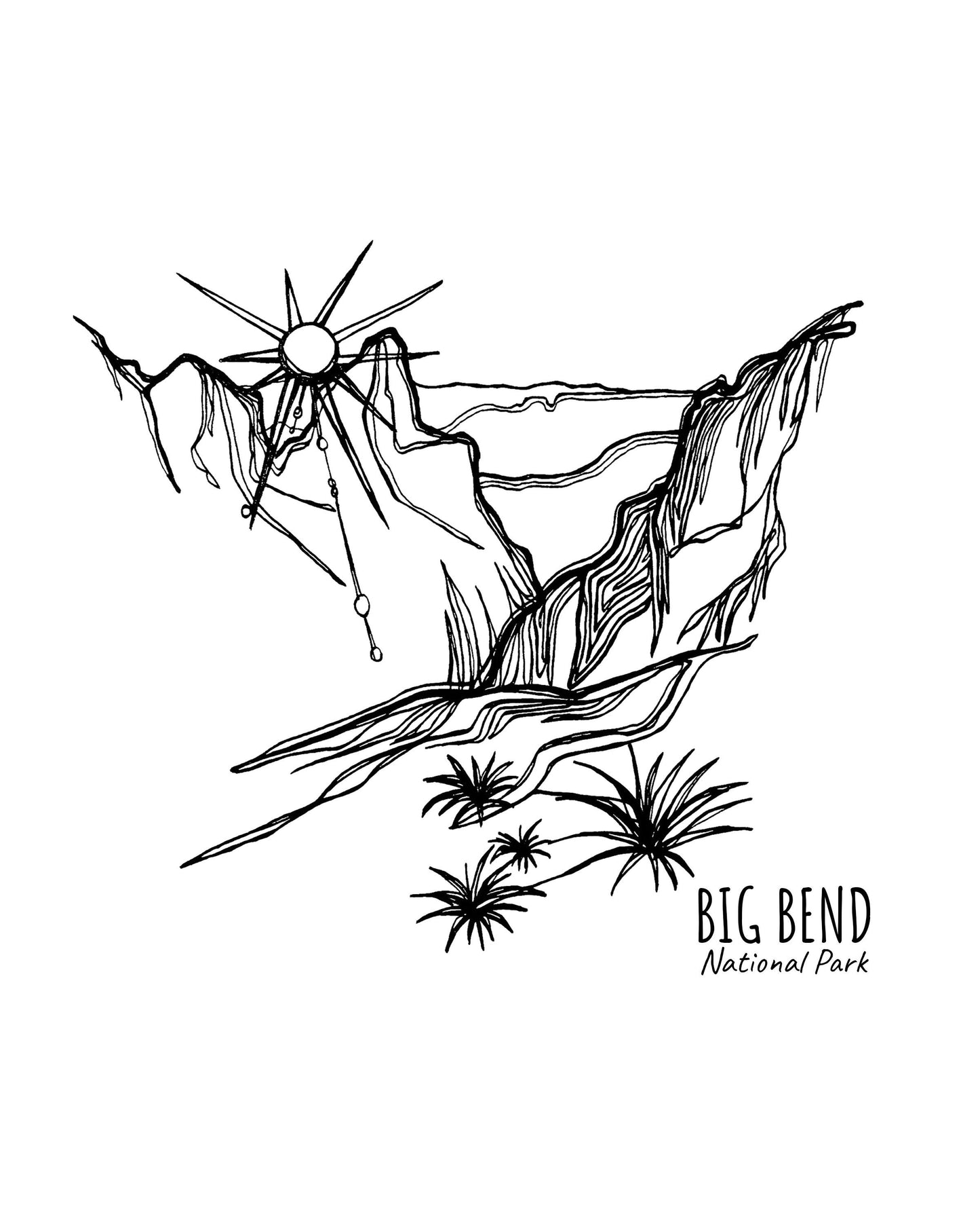 Big Bend National Park, Texas Continuous Line Print