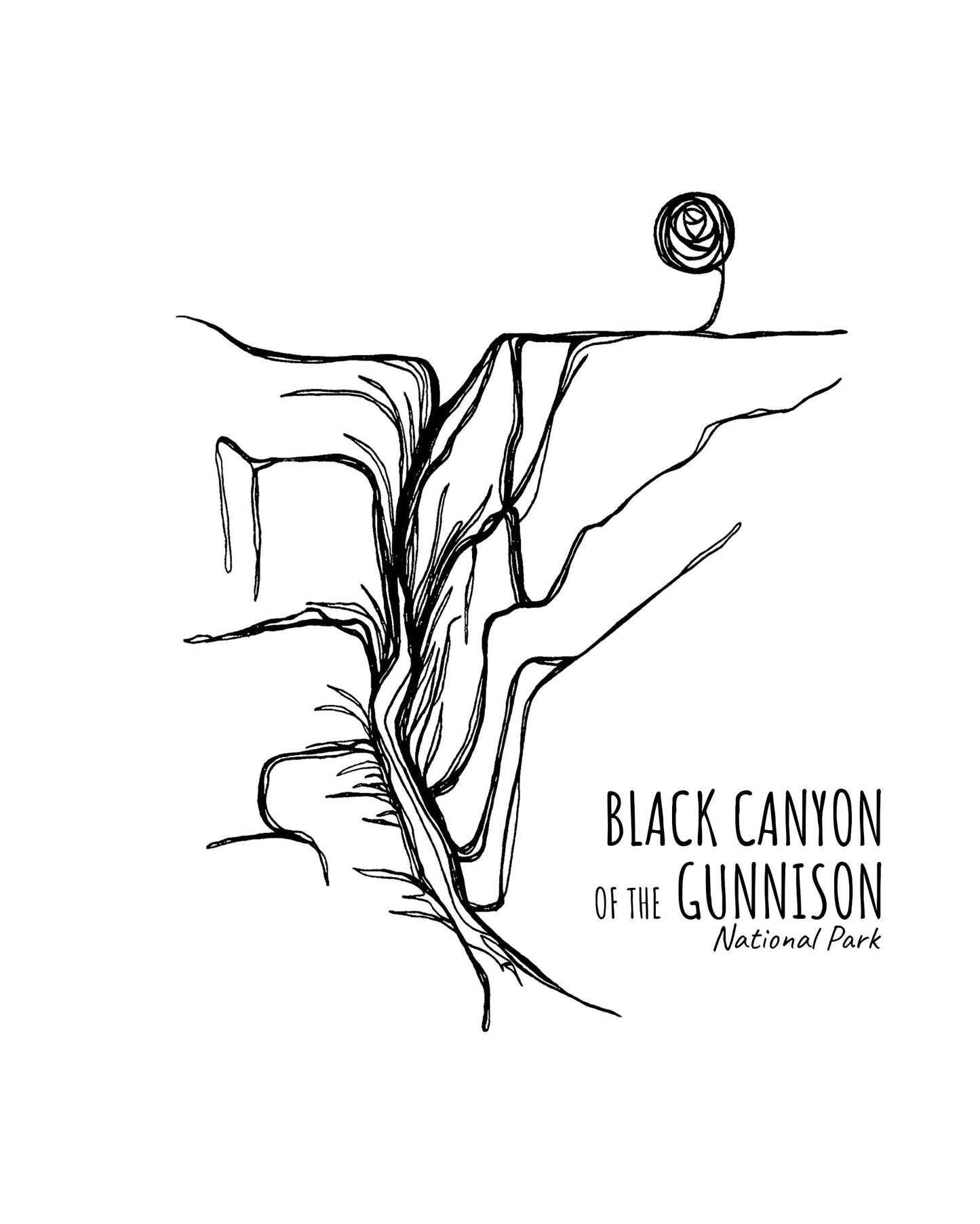 Black Canyon of the Gunnison National Park, Colorado Continuous Line Print
