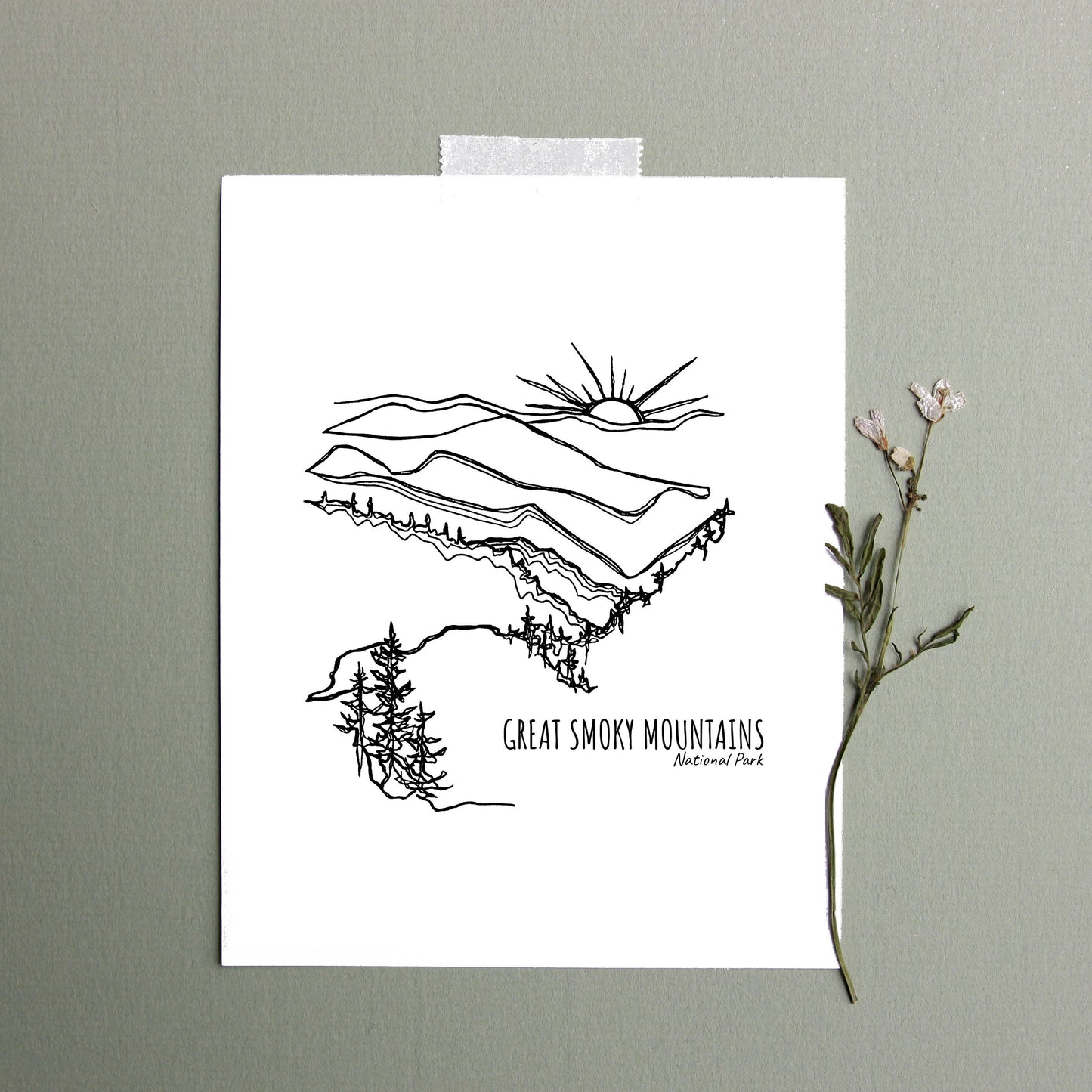 Great Smoky Mountains National Park, Tennessee North Carolina Continuous Line Print