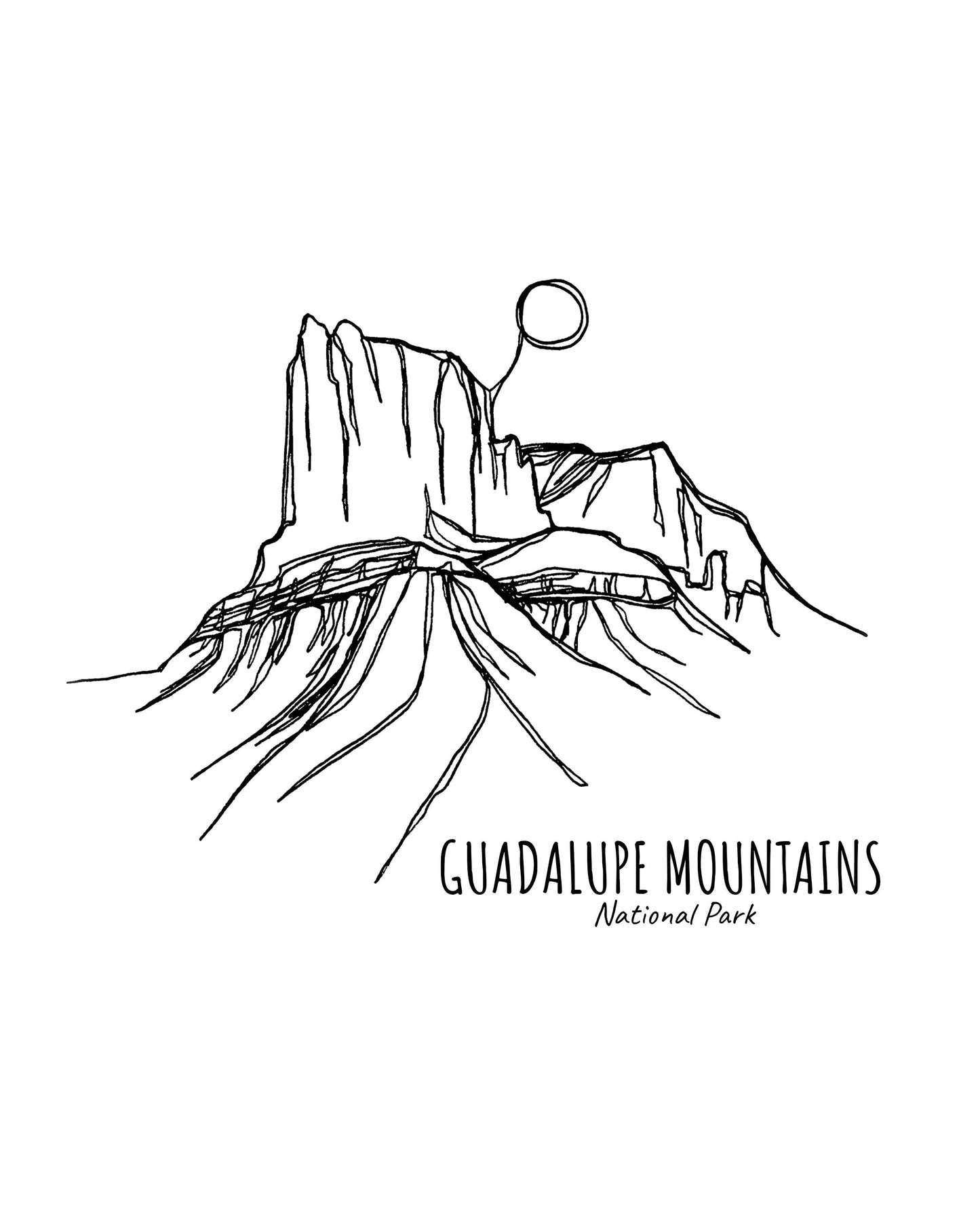 Guadalupe Mountains National Park, Texas Continuous Line Print