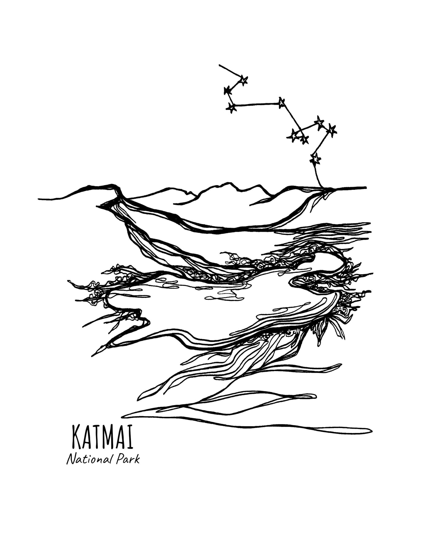 Katmai National Park, Alaska Continuous Line Print