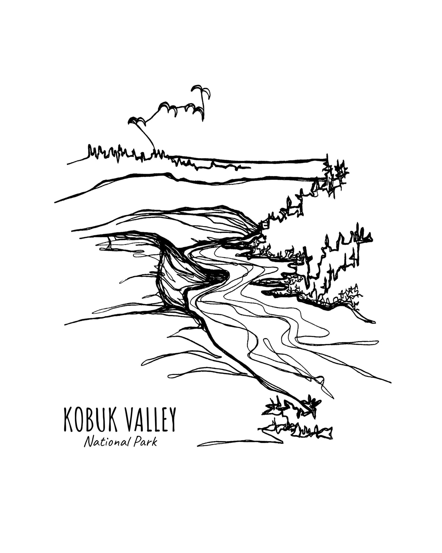 Kobuk Valley National Park, Alaska Continuous Line Print