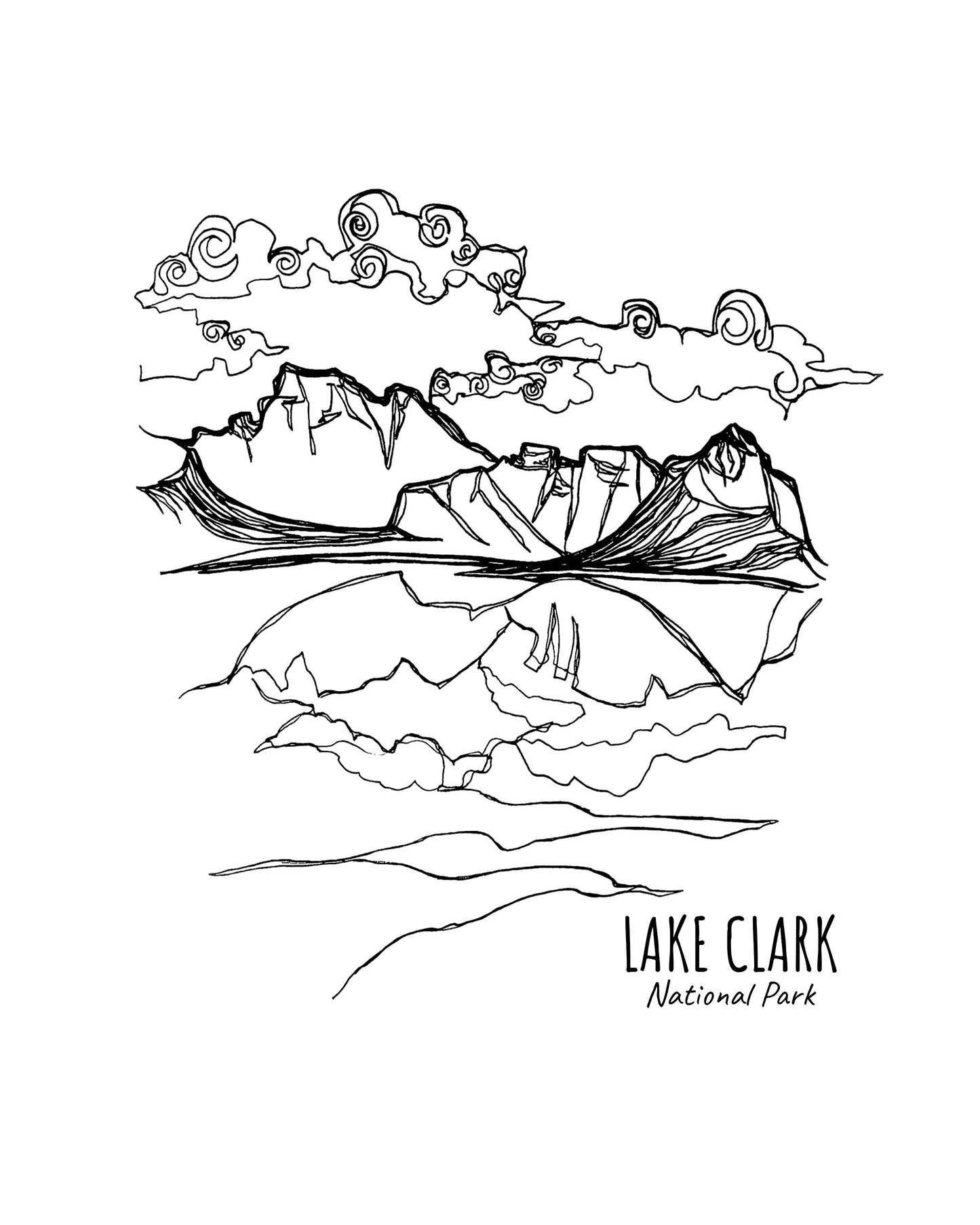 Lake Clark National Park, Alaska Continuous Line Print
