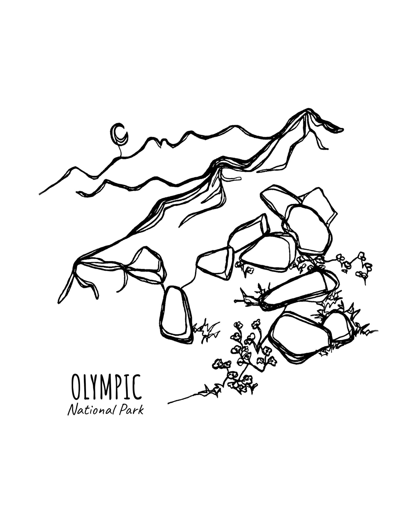 Olympic National Park, Washington Continuous Line Print