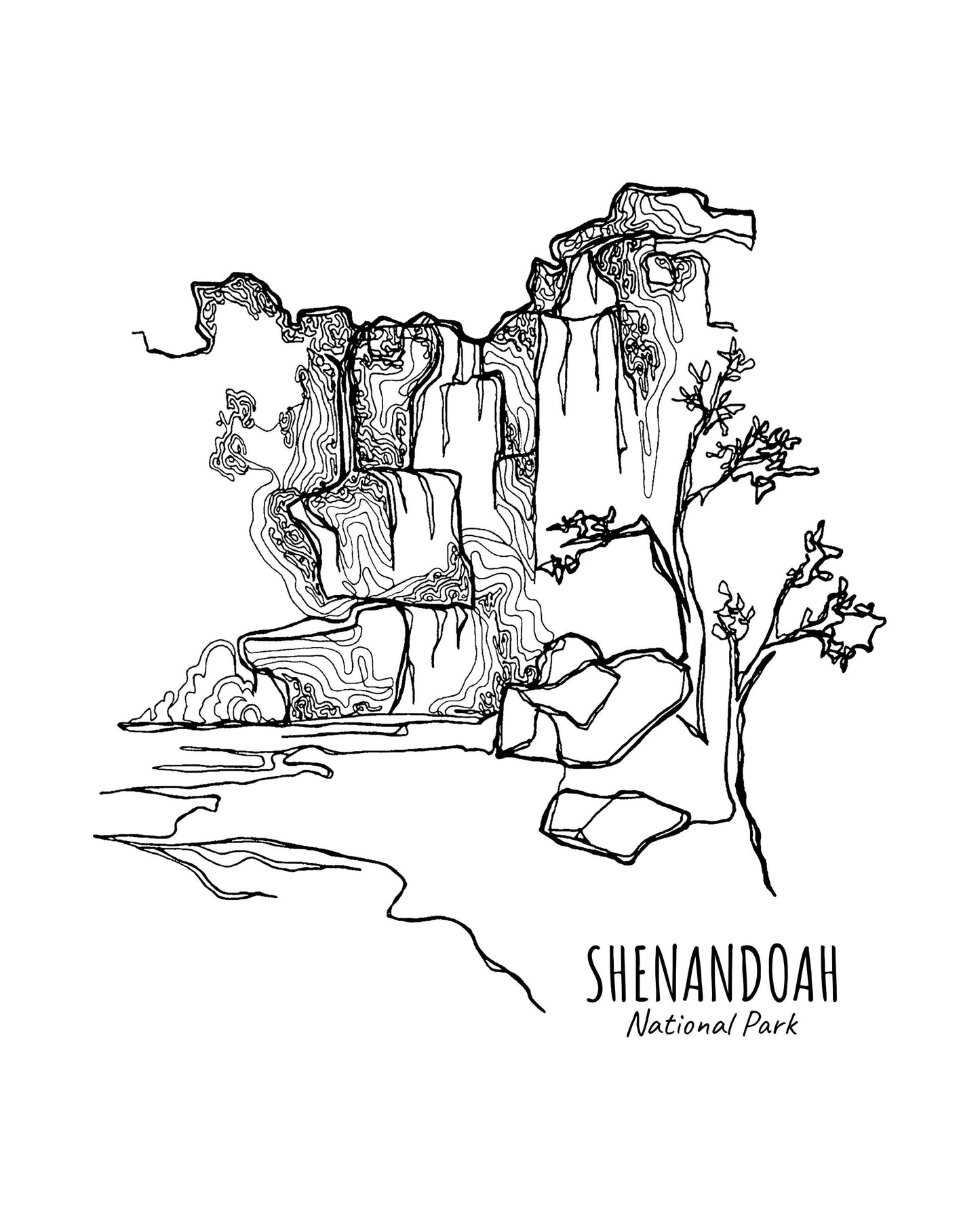 Shenandoah National Park, Virginia Continuous Line Print