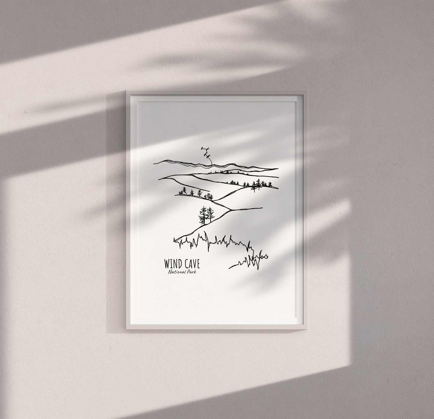 Wind Cave National Park, South Dakota Continuous Line Print