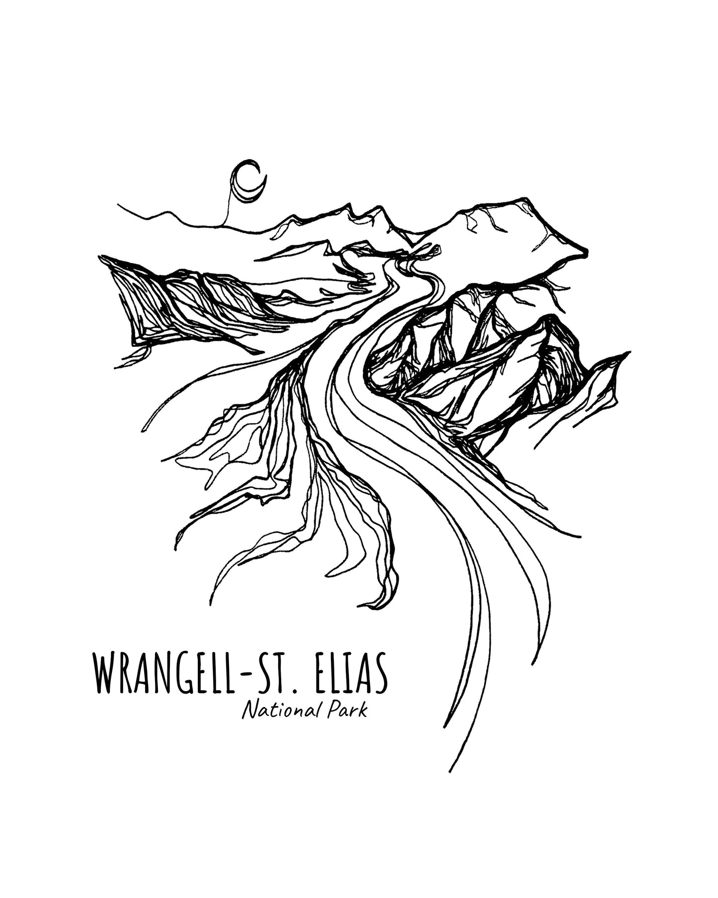 Wrangell-St. Elias National Park, Alaska Continuous Line Print