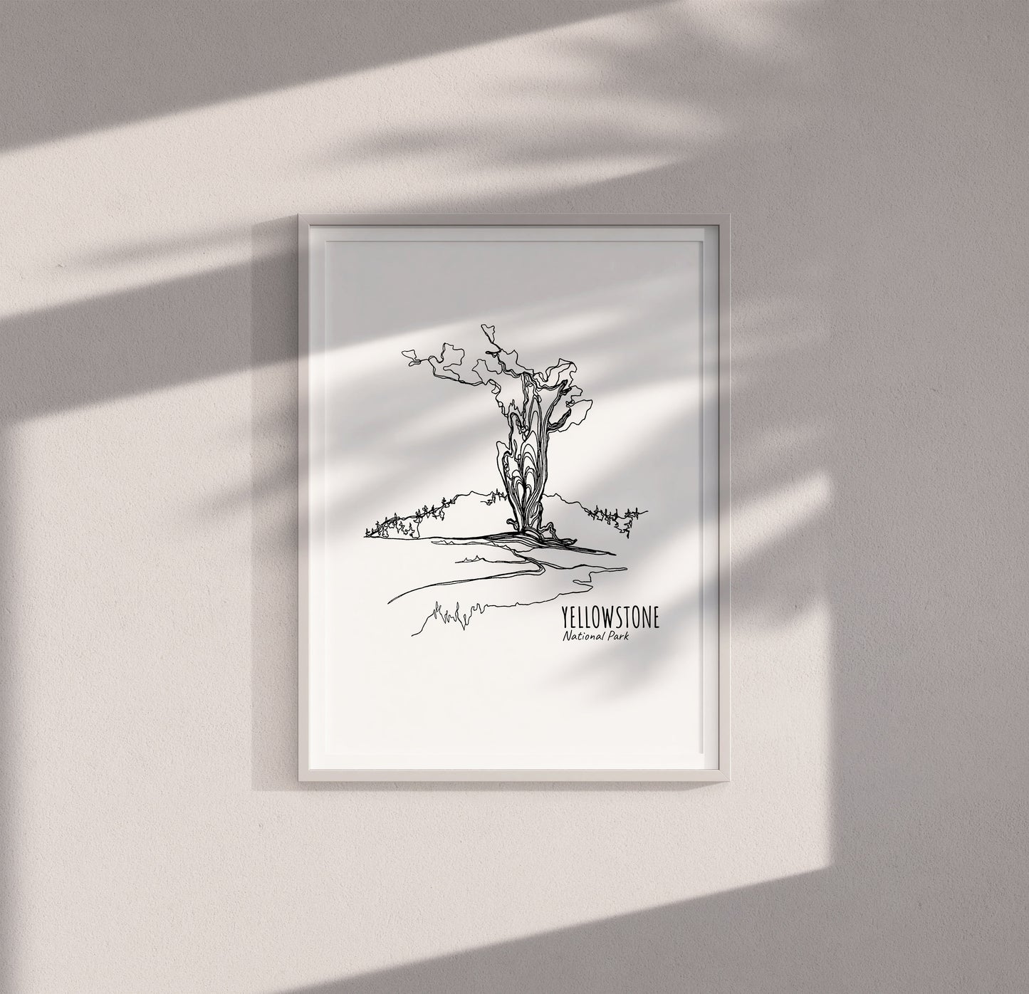 Yellowstone National Park, Wyoming Montana Idaho Continuous Line Print