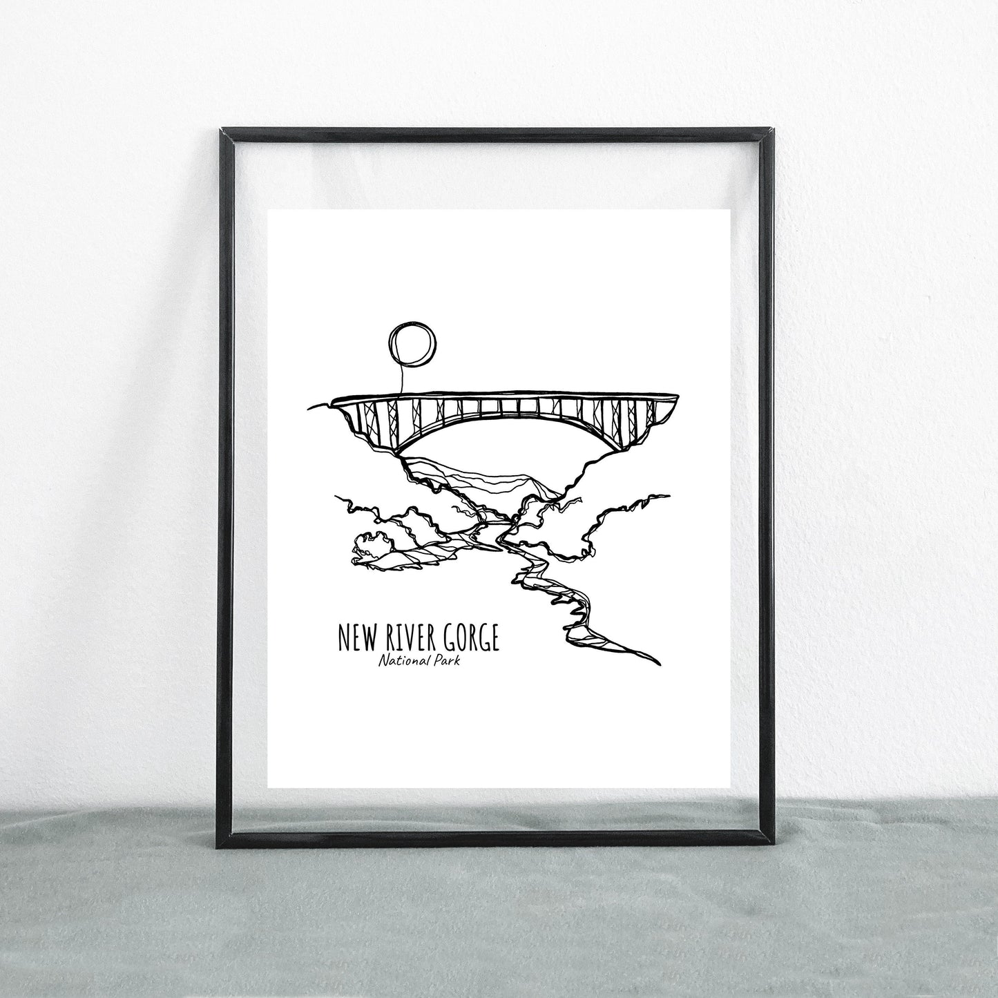 New River Gorge National Park, West Virginia Continuous Line Print