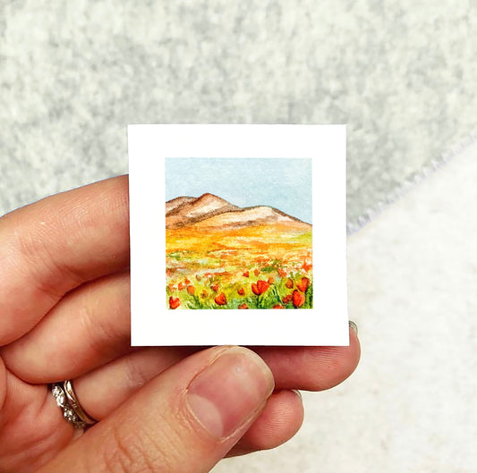 Mini 1" Poppy Meadow Watercolor Print