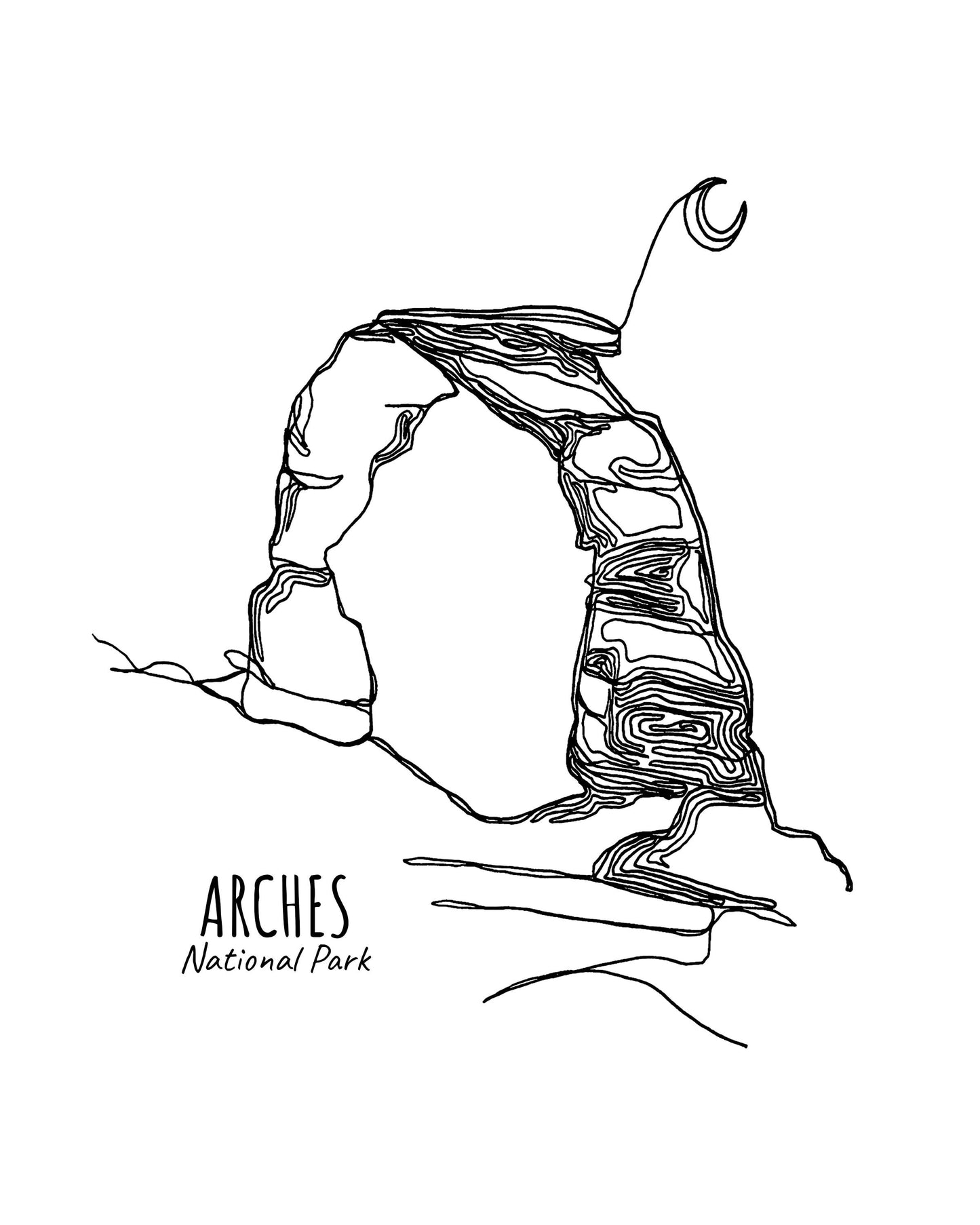 Arches National Park, Utah Continuous Line Print