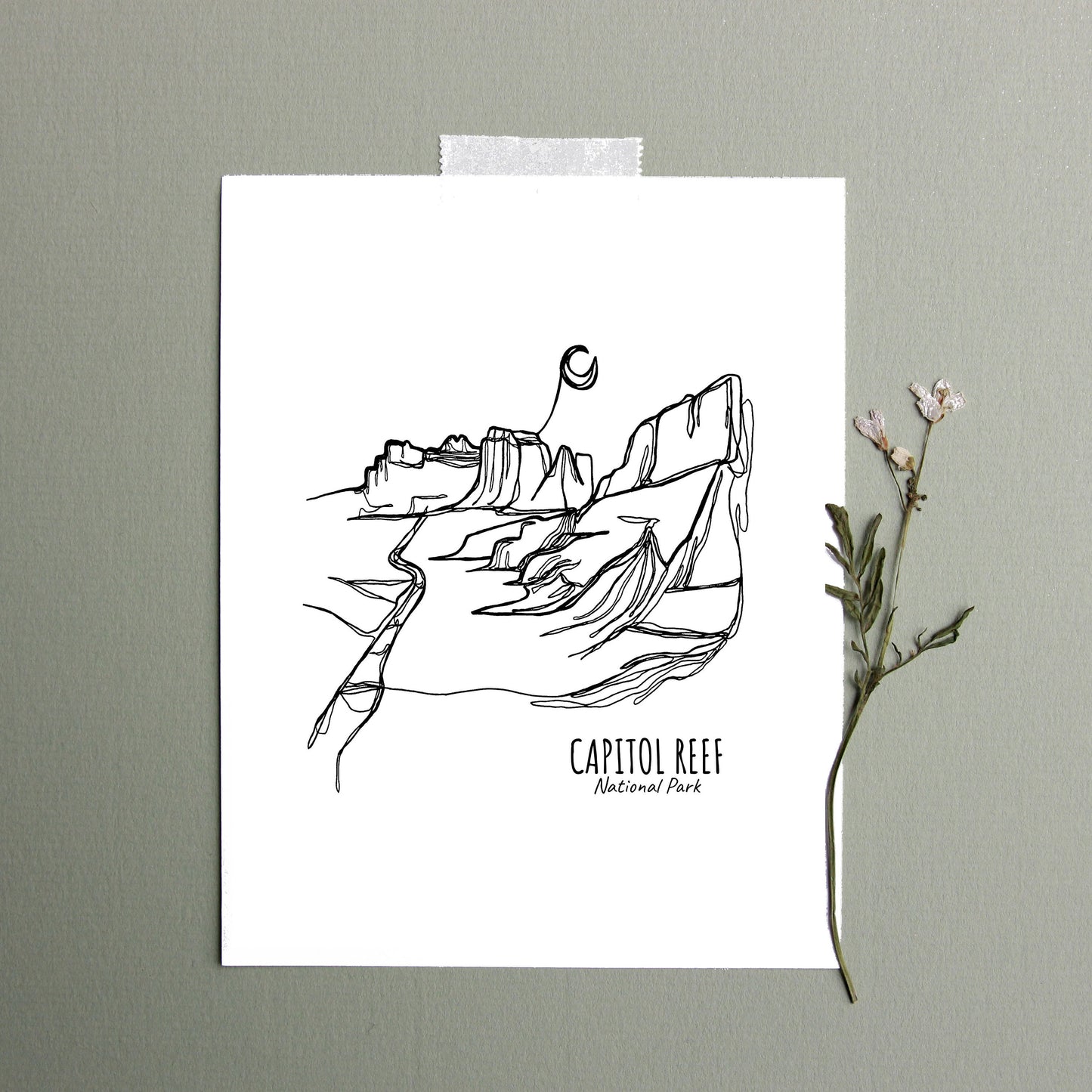 Capitol Reef National Park, Utah Continuous Line Print