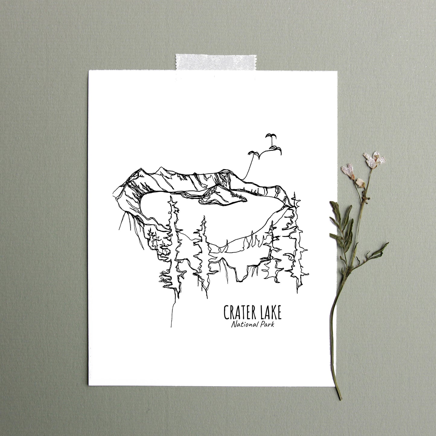 Crater Lake National Park, Oregon Continuous Line Print