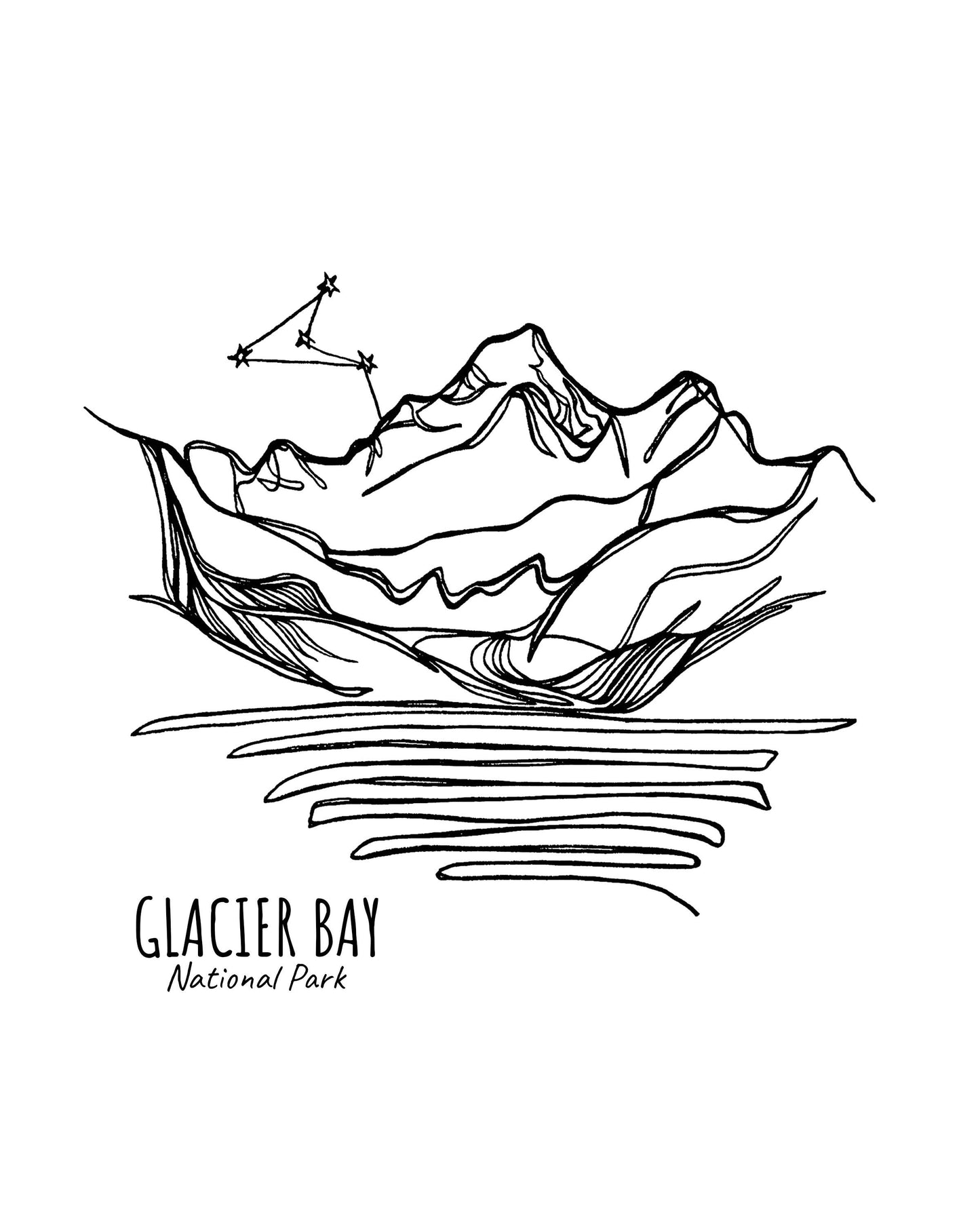 Glacier Bay National Park, Alaska Continuous Line Print