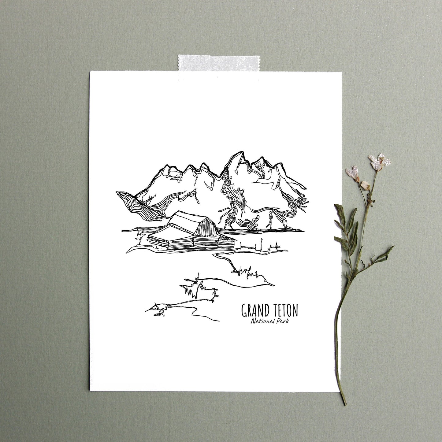 Grand Teton National Park, Wyoming Continuous Line Print