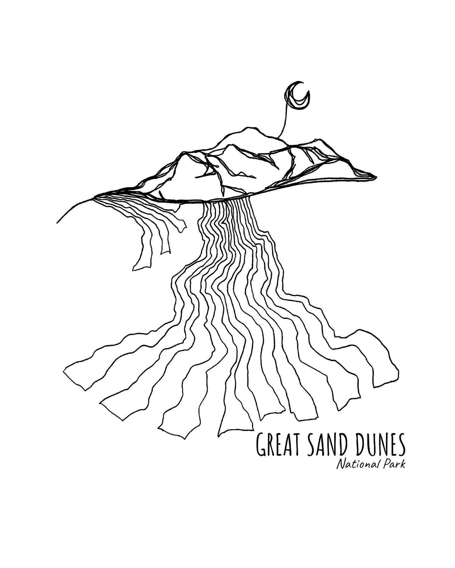 Great Sand Dunes National Park, Colorado Continuous Line Print