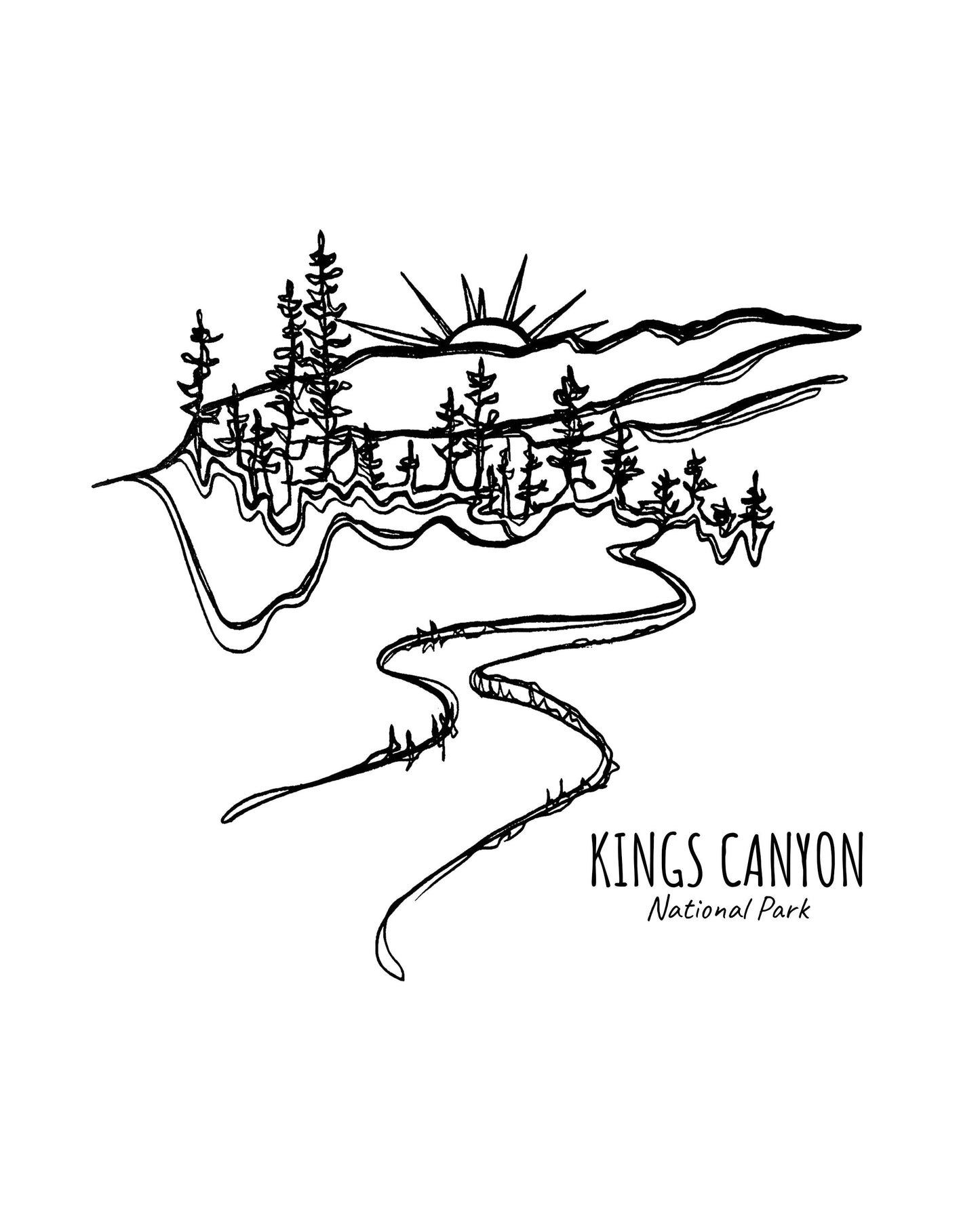 Kings Canyon National Park, California Continuous Line Print