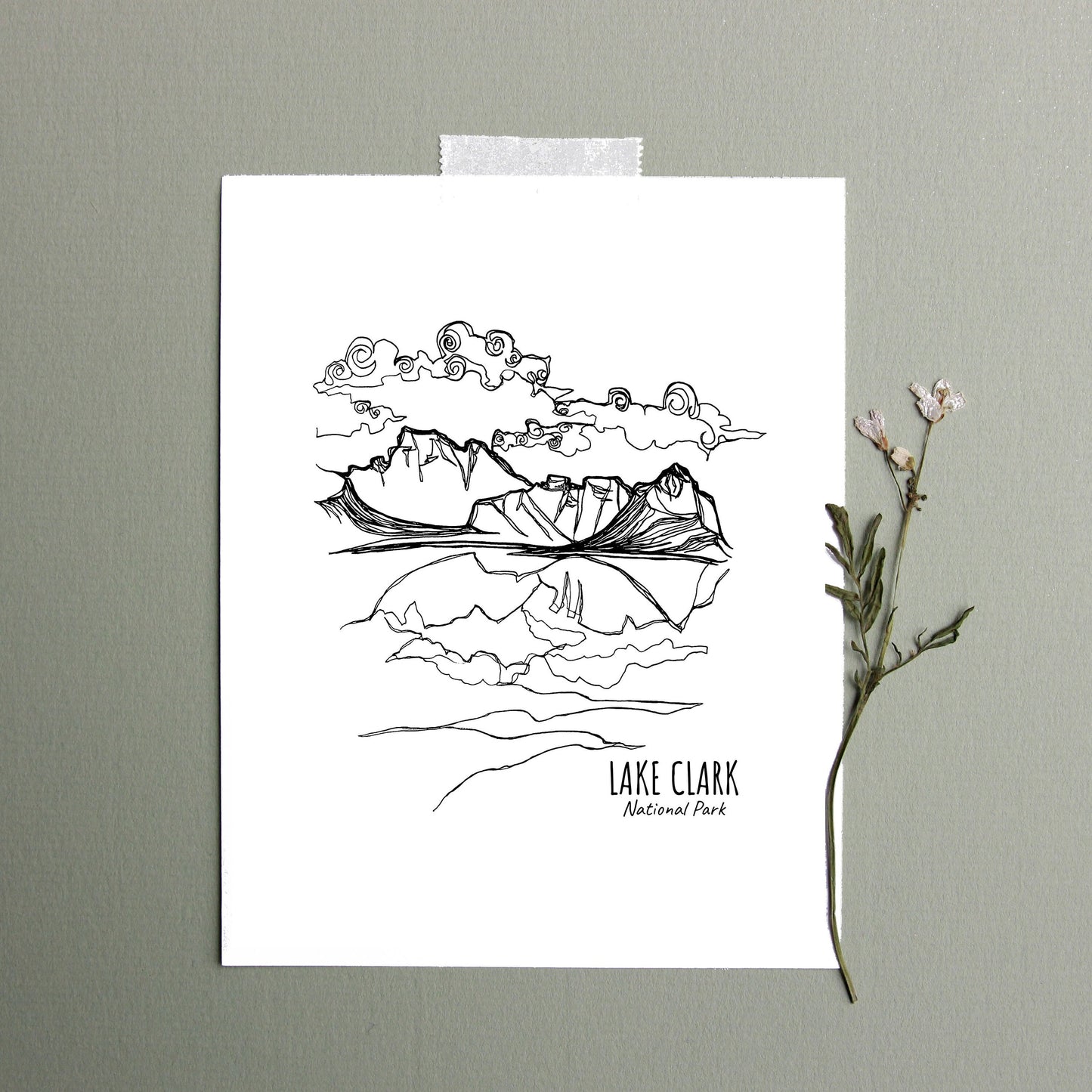 Lake Clark National Park, Alaska Continuous Line Print