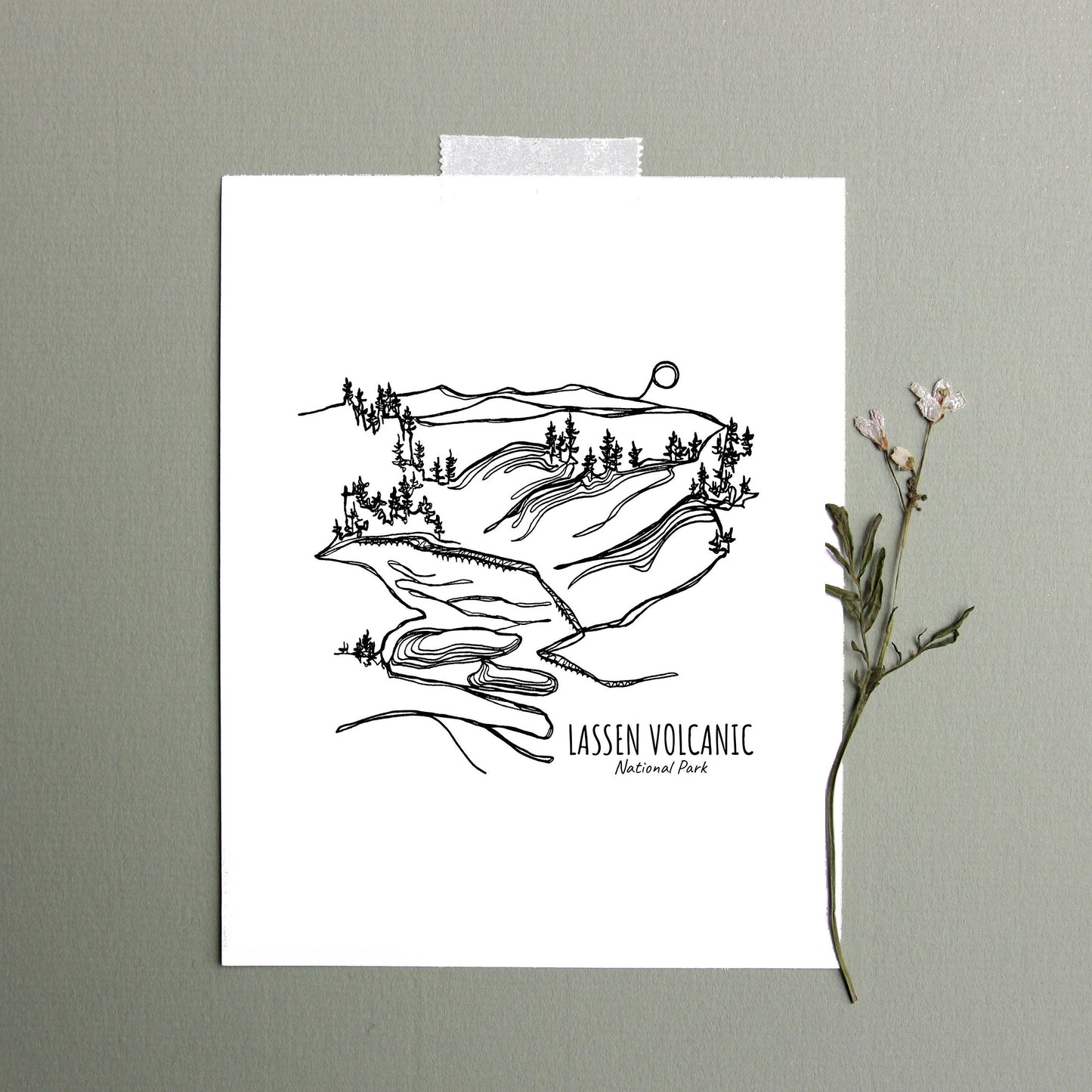 Lassen Volcanic National Park, California Continuous Line Print