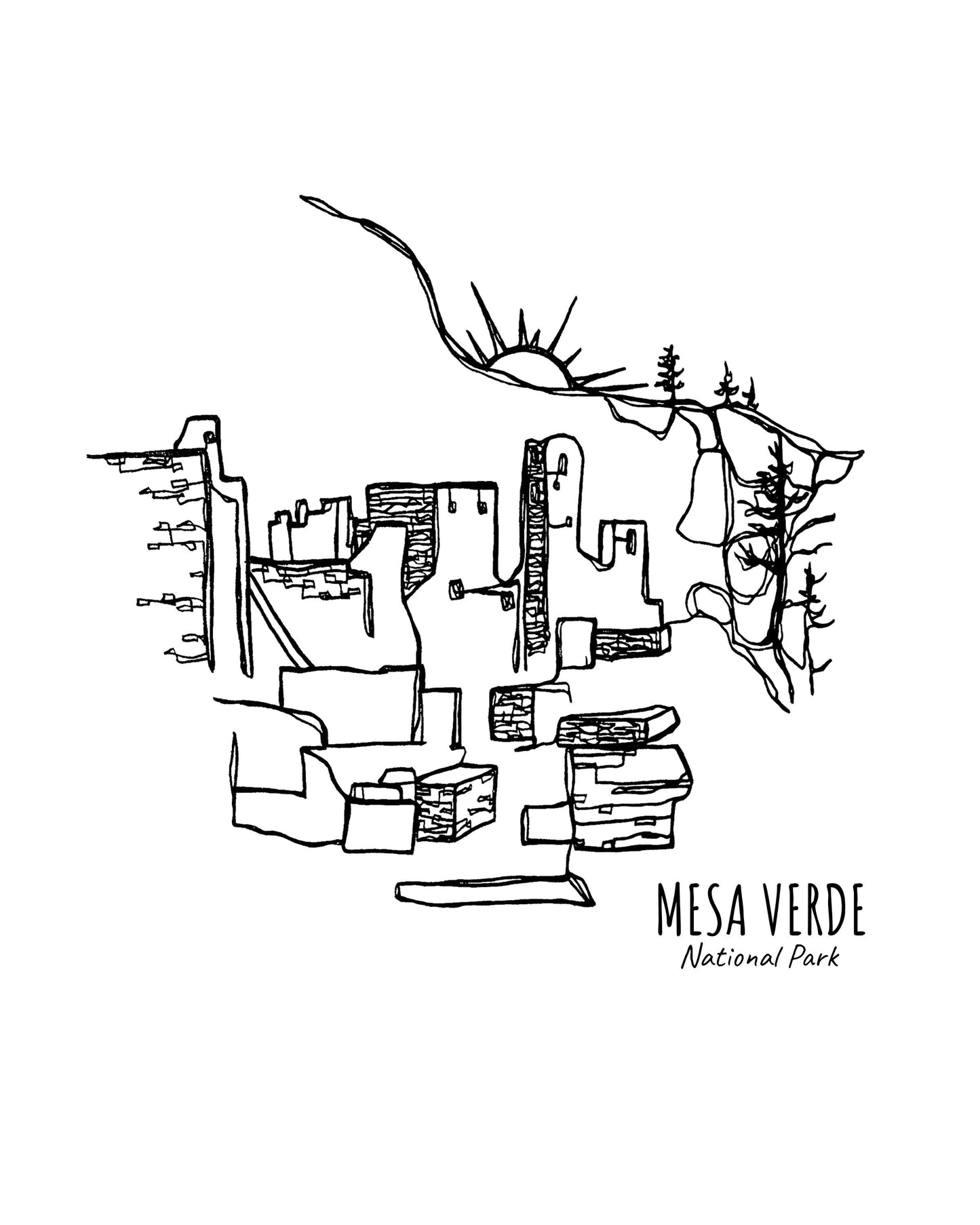 Mesa Verde National Park, Colorado Continuous Line Print