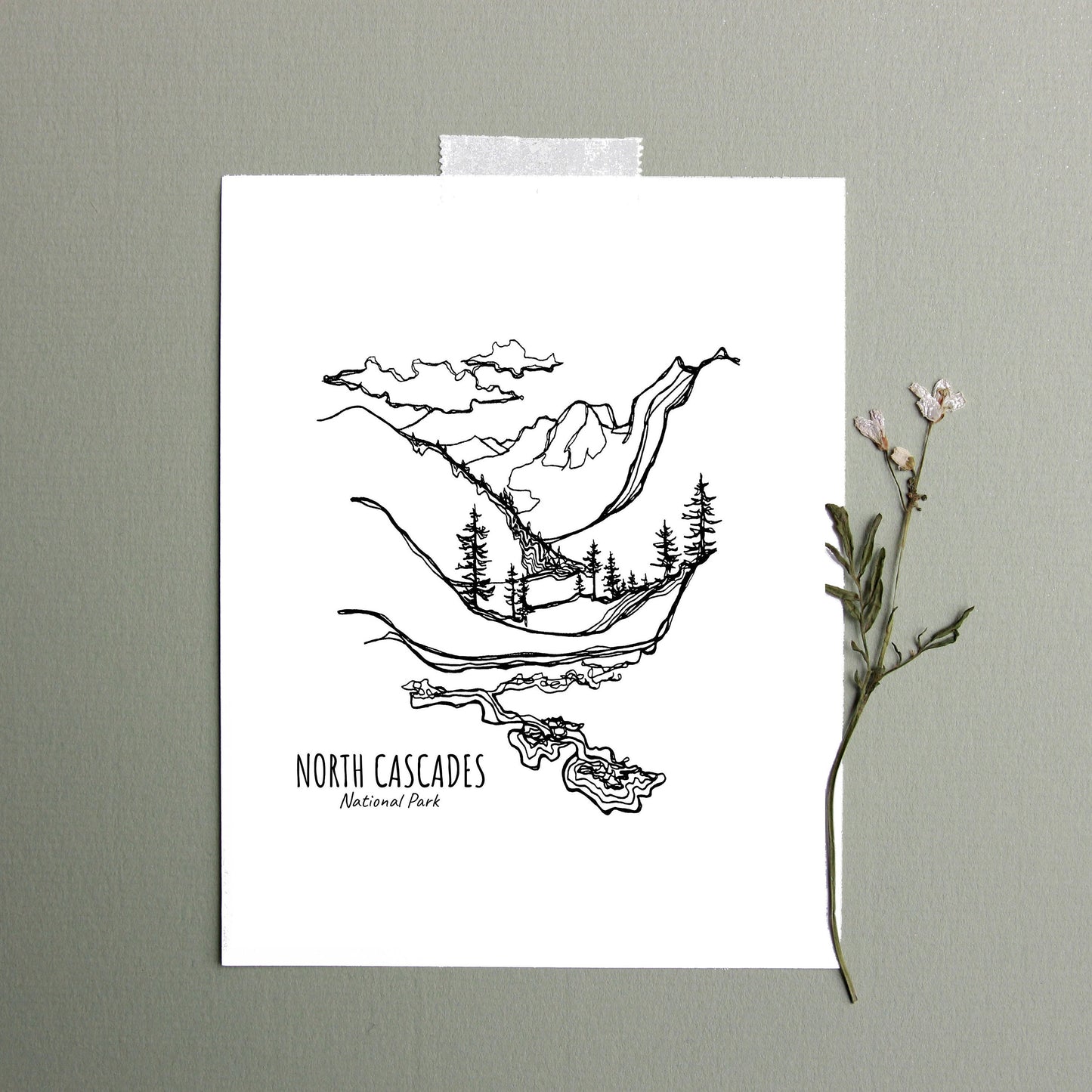 North Cascades National Park, Washington Continuous Line Print