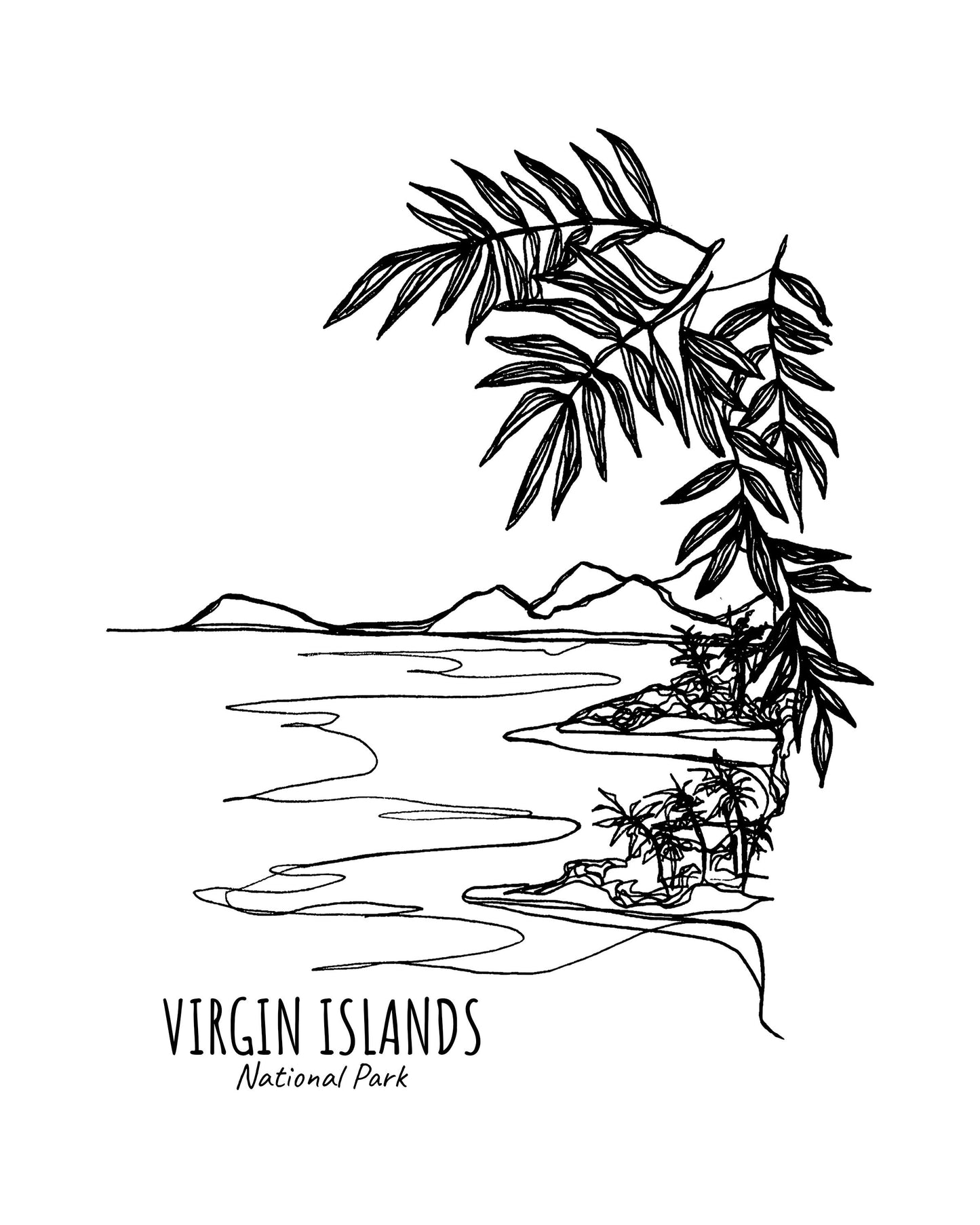 Virgin Islands National Park Continuous Line Print