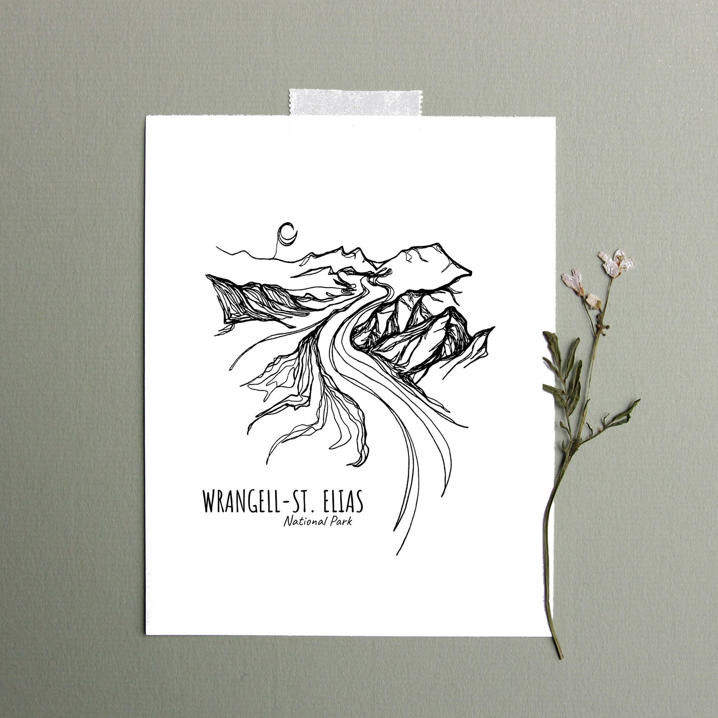 Wrangell-St. Elias National Park, Alaska Continuous Line Print