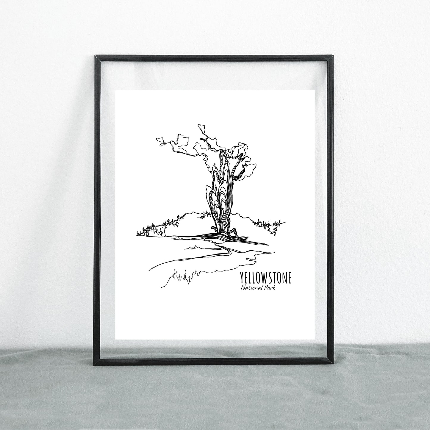 Yellowstone National Park, Wyoming Montana Idaho Continuous Line Print