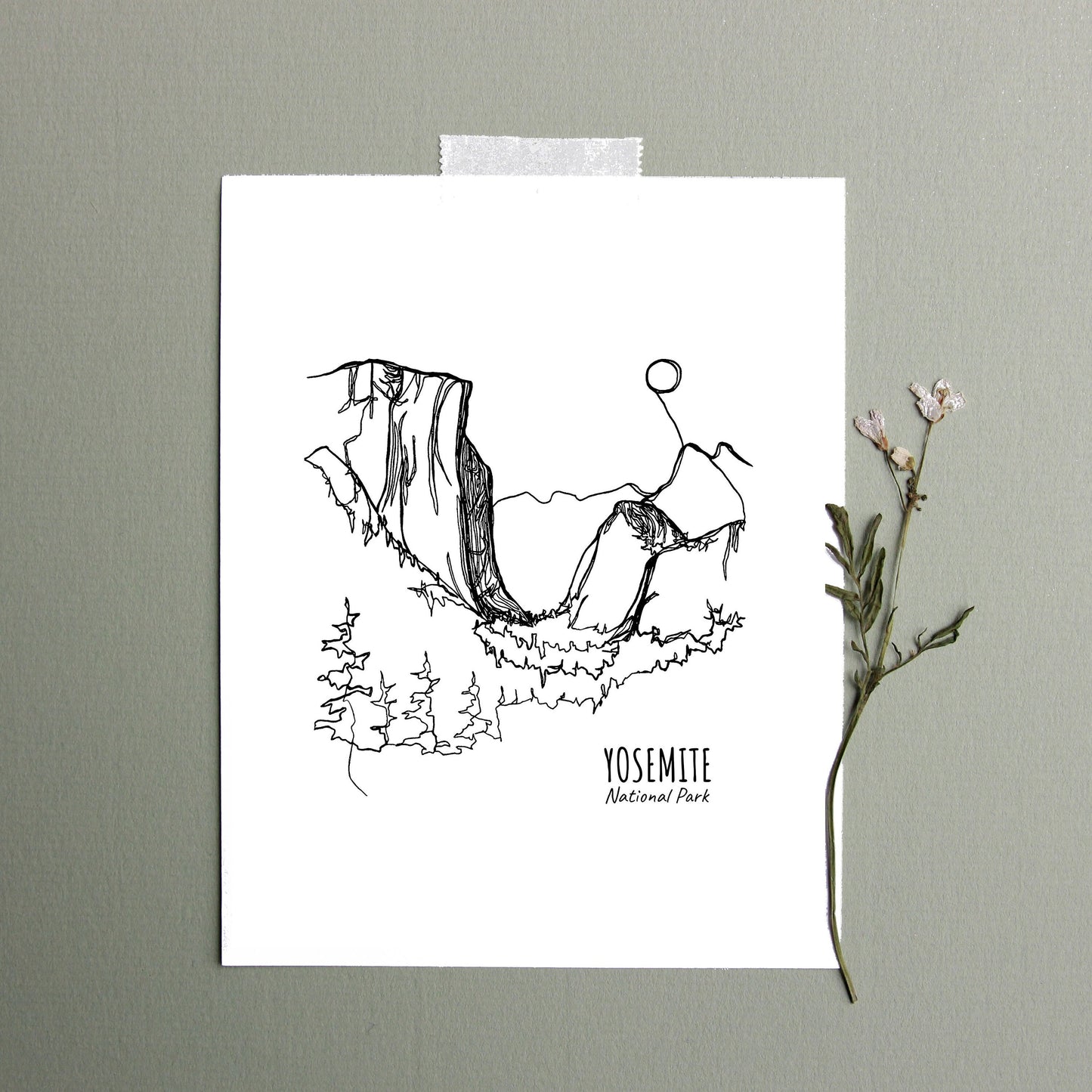Yosemite National Park, California Continuous Line Print