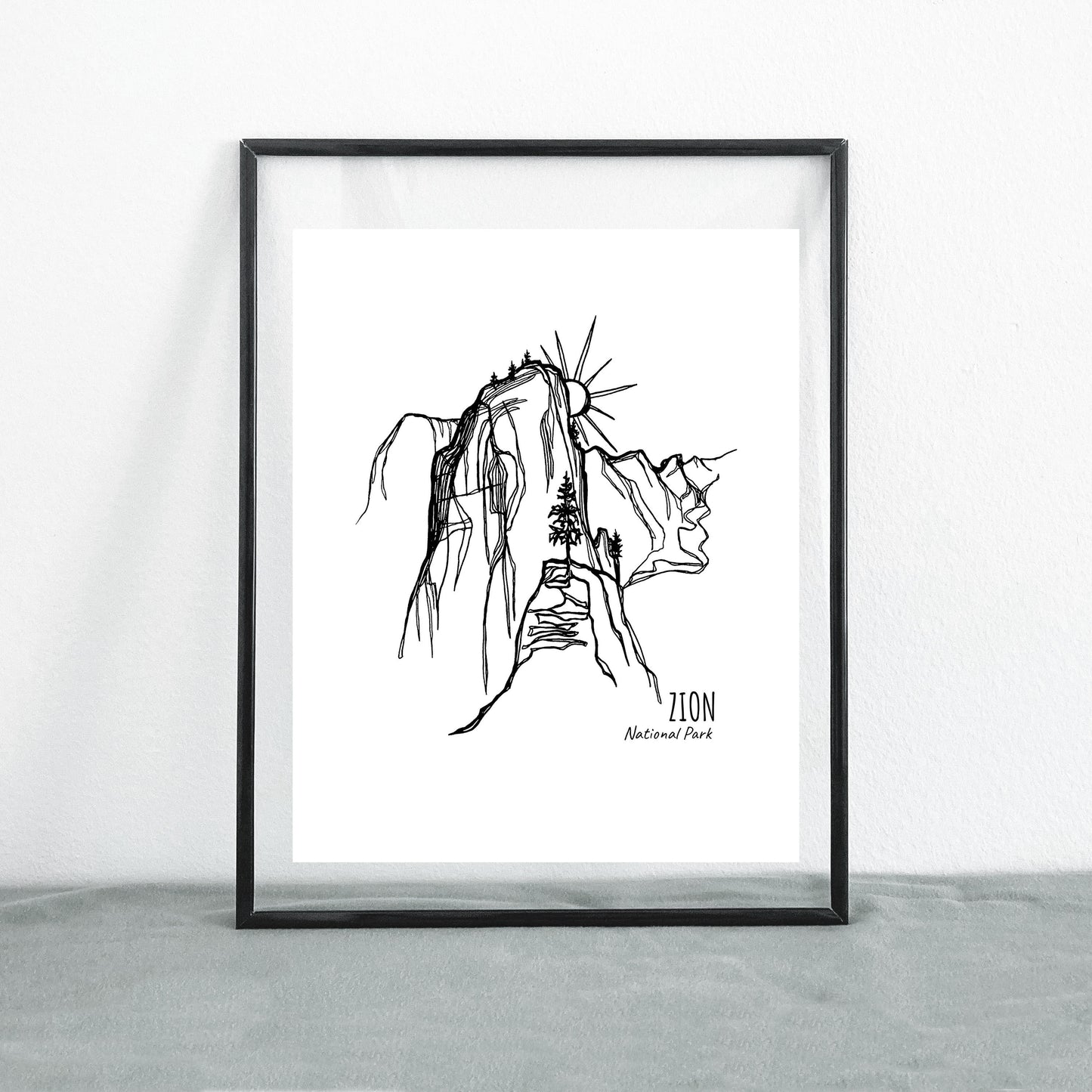 Zion National Park, Utah Continuous Line Print