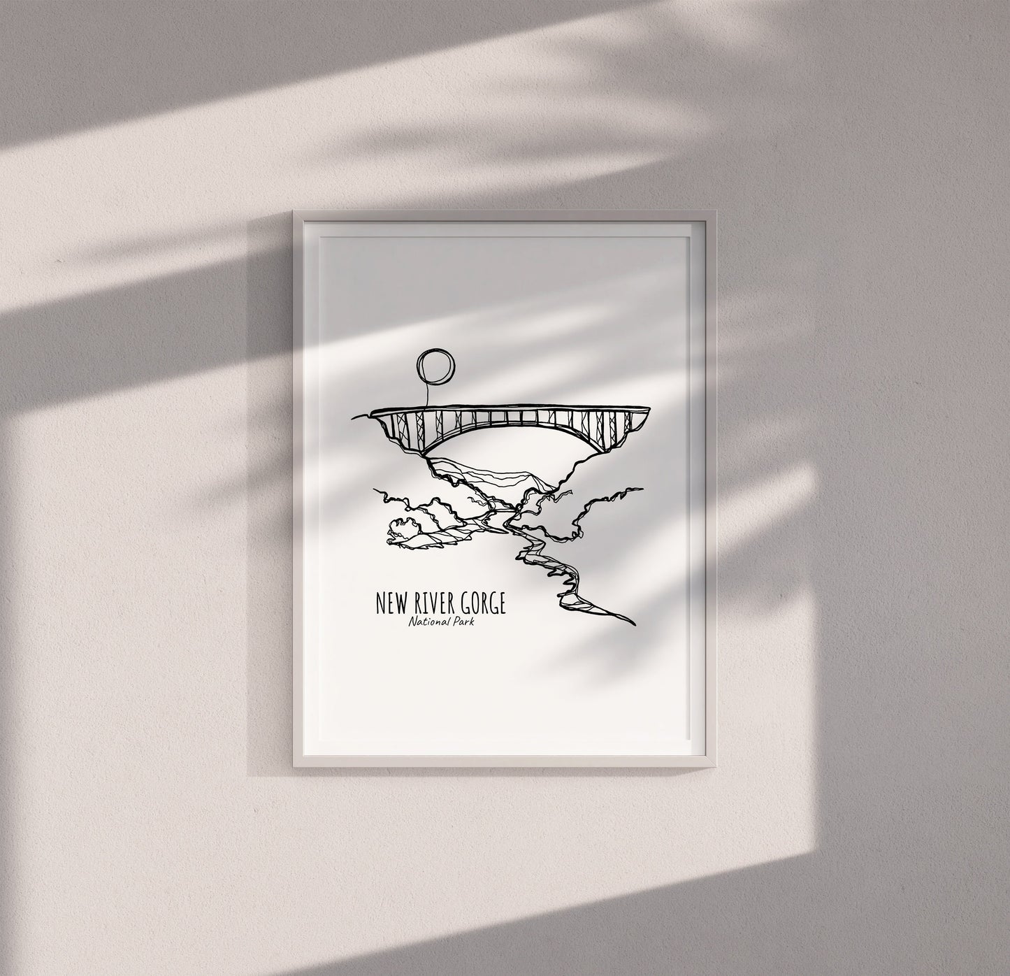 New River Gorge National Park, West Virginia Continuous Line Print