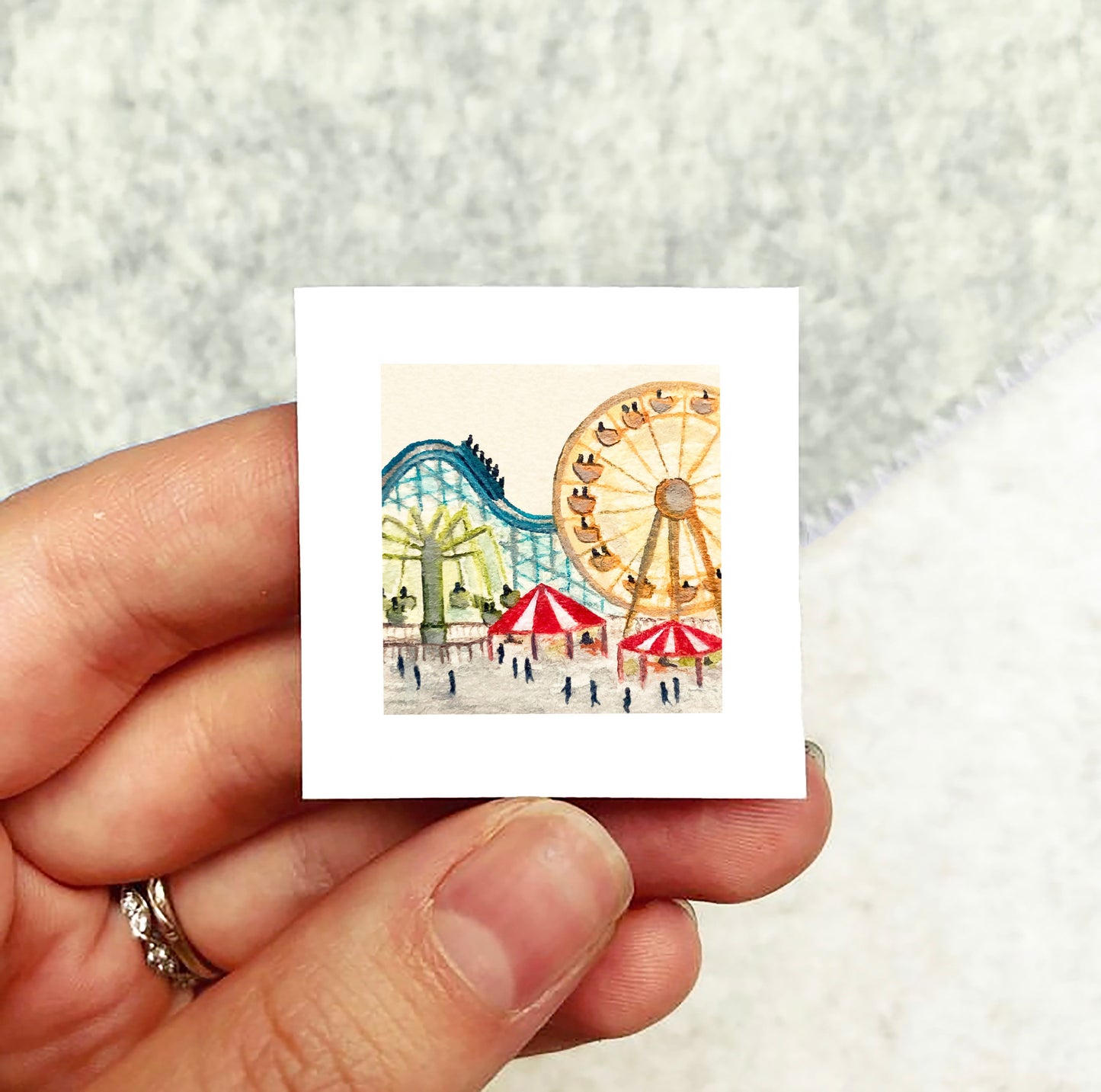 Mini 1" Carnival Theme Park Watercolor Print