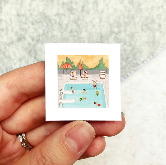 Mini 1" Swimming Pool Watercolor Print
