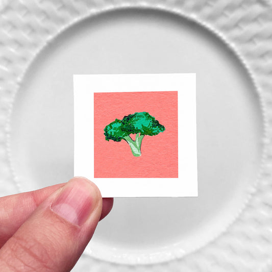 Mini 1" Broccoli Gouache Art Print