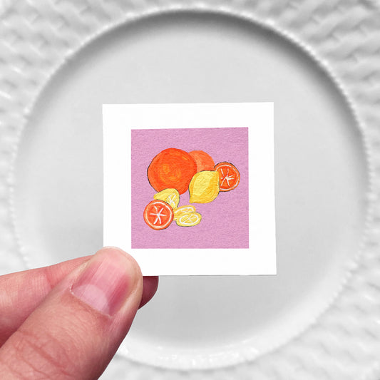 Mini 1" Citrus Oranges and Lemons Gouache Art Print