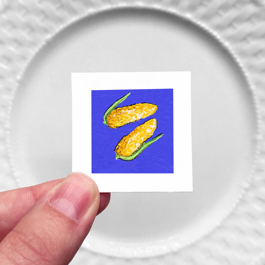 Mini 1" Corn on the Cob Gouache Art Print