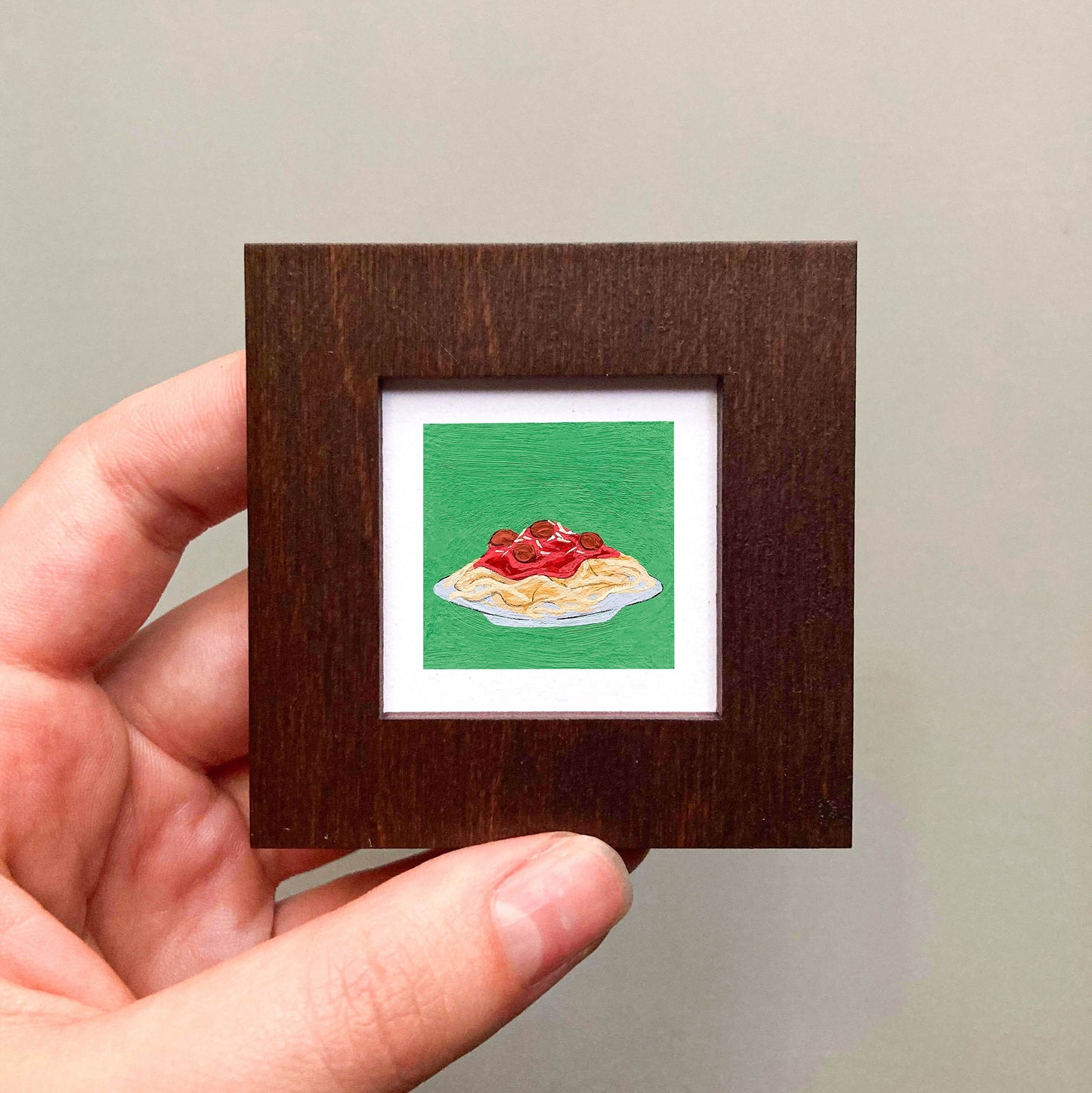Mini 1" Spaghetti and Meatballs Gouache Art Print