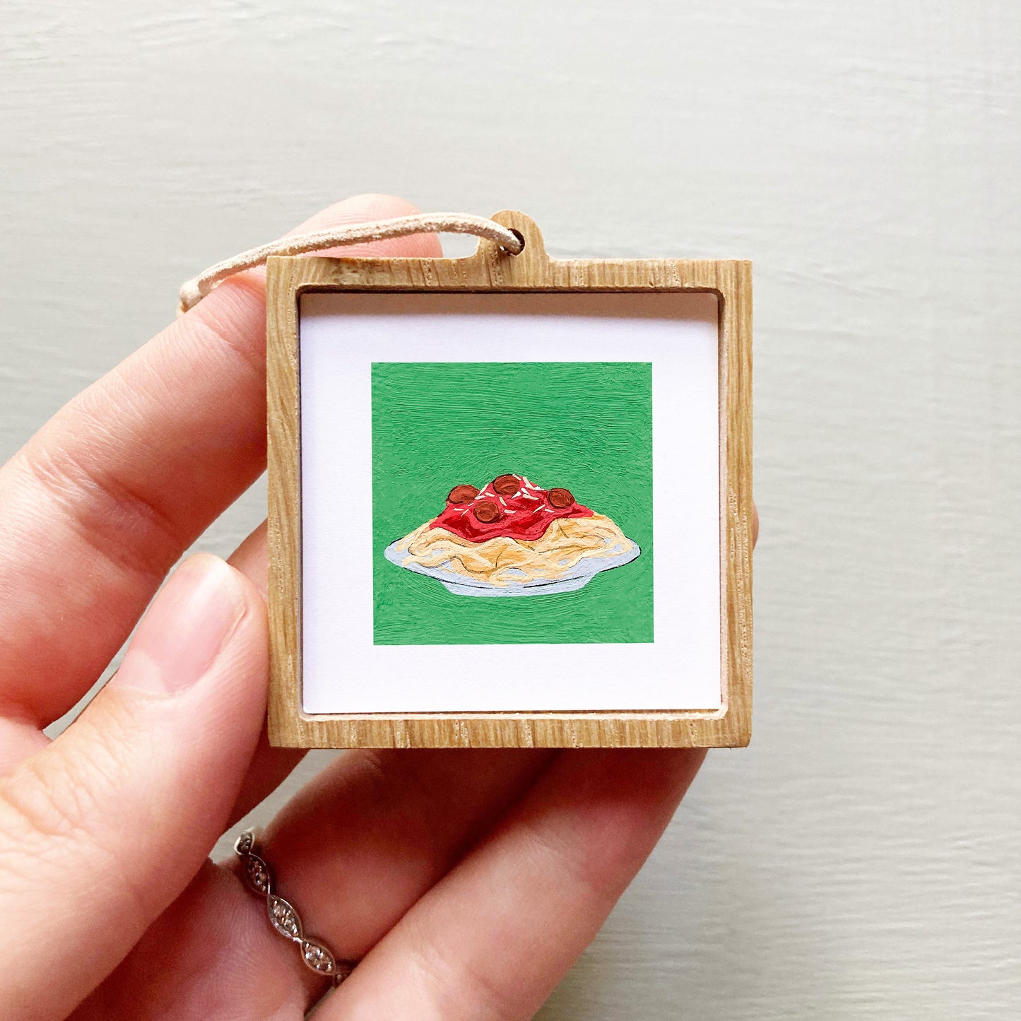 Mini 1" Spaghetti and Meatballs Gouache Art Print