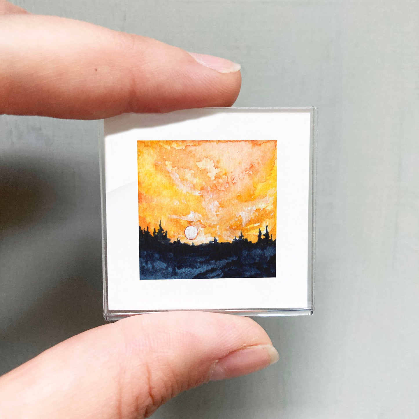 Mini 1" Forest Sunrise Watercolor Print