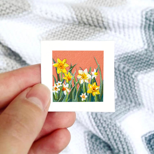 Mini 1" Daffodils March Birth Flower Art PRINT