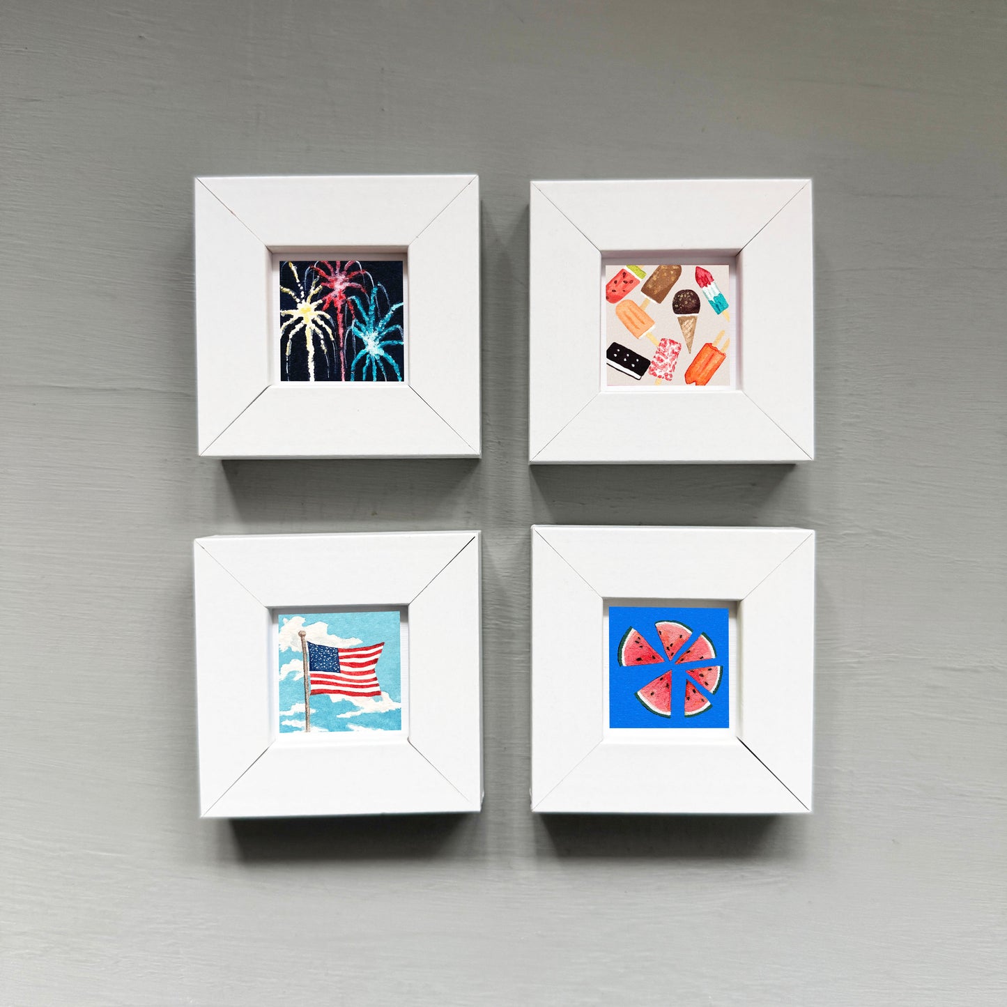 Set of 4 Tiny 4th of July America Prints