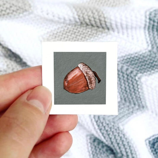 Mini 1" Acorn Gouache Print