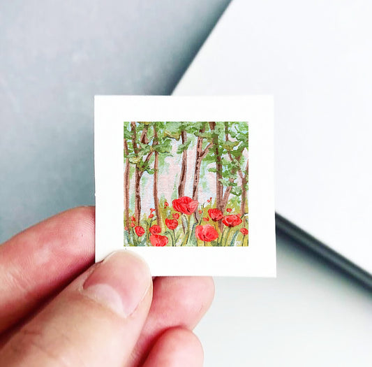 Mini 1" Poppies Forest Utah Gouache Print