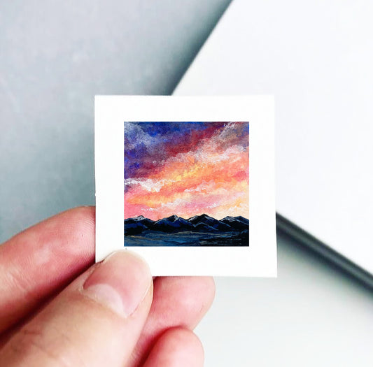 Mini 1" Bitterroot Mountains Montana Gouache Print