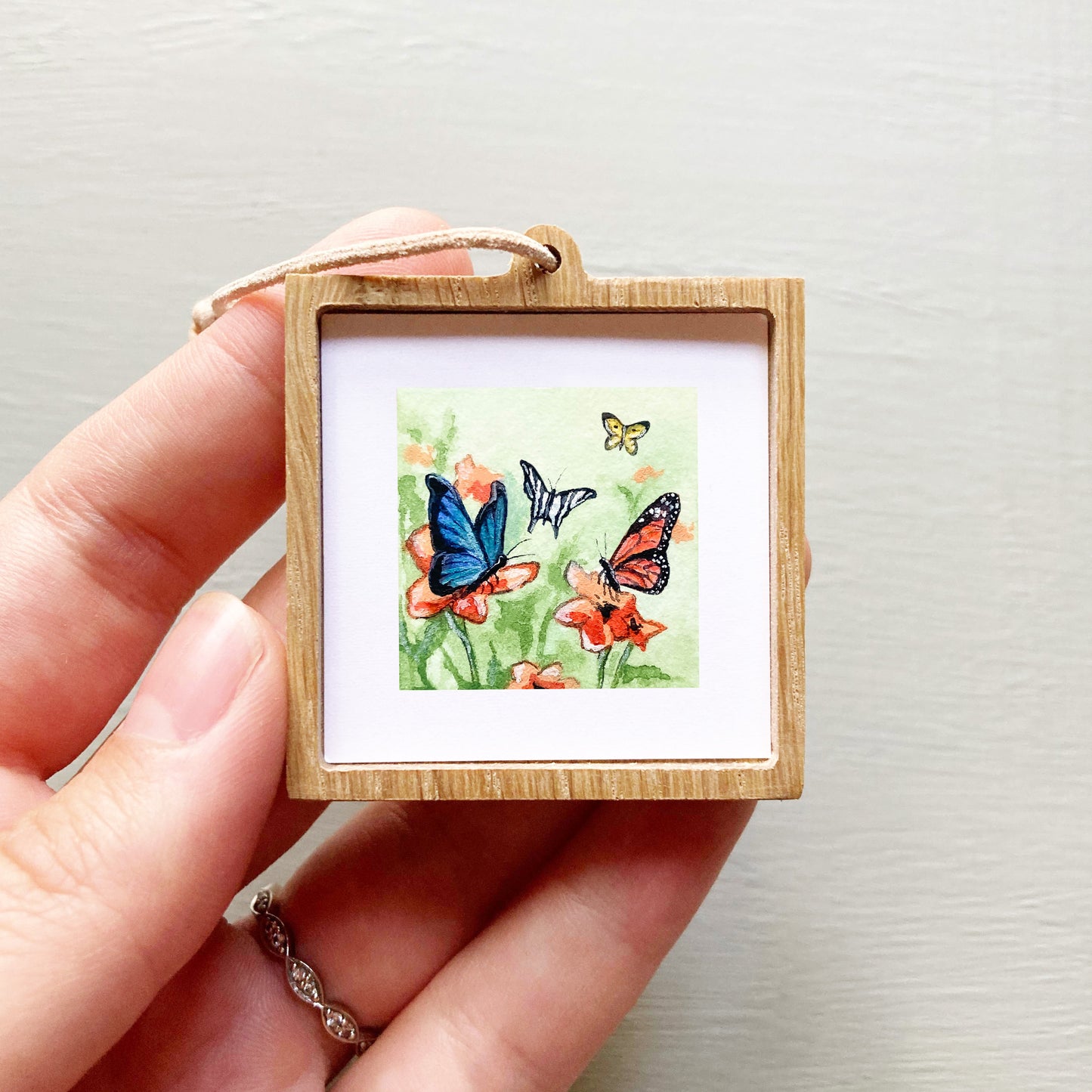 Mini 1" Butterfly Flower Garden Tiny Watercolor Print