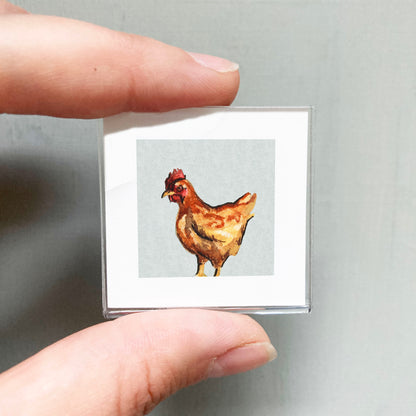 Mini 1" Chicken Watercolor Print